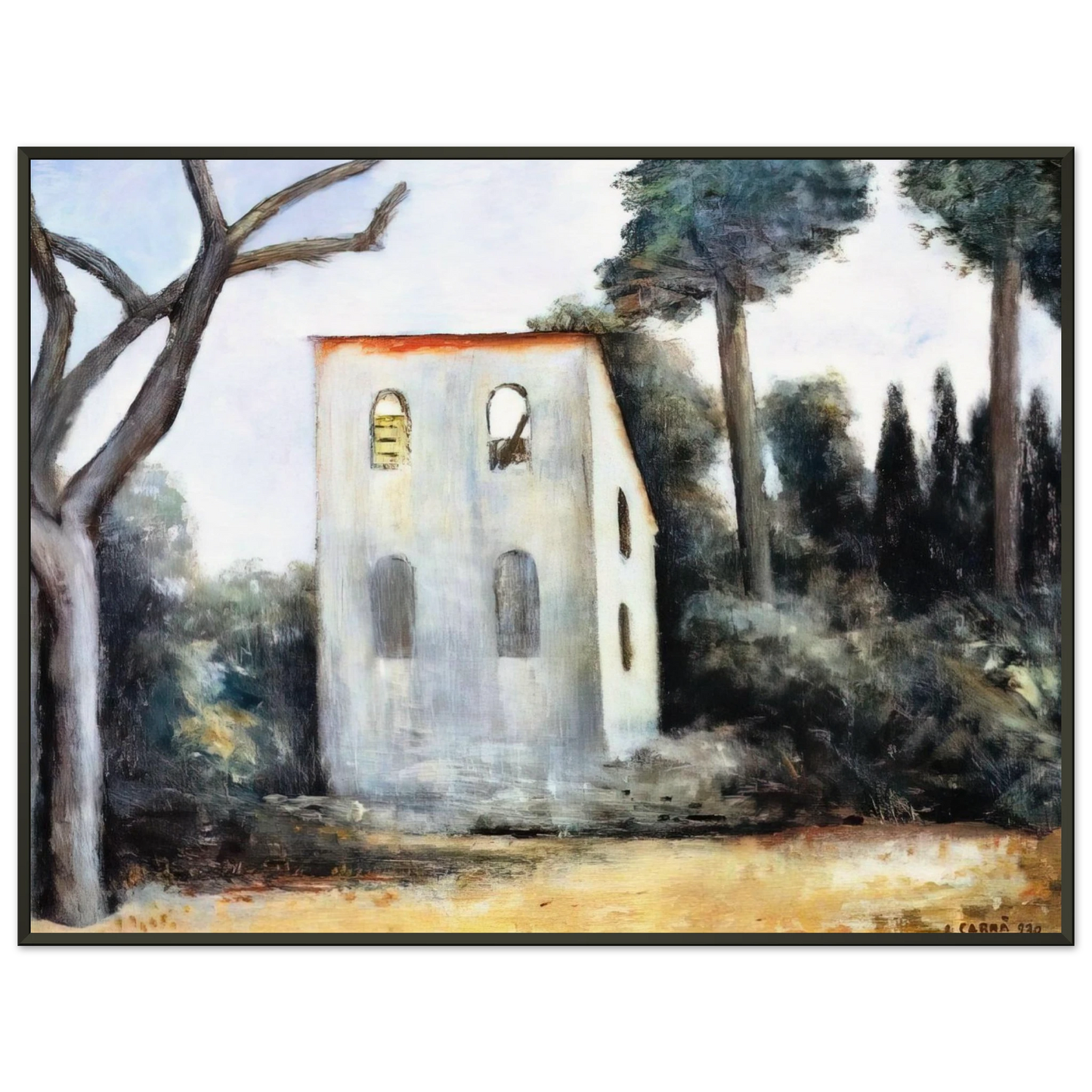 Carlo Carra LA CASA ABBANDONATA 1930 Framed Art Print - Aluminum Frame - 40x50 cm / 16x20 inches