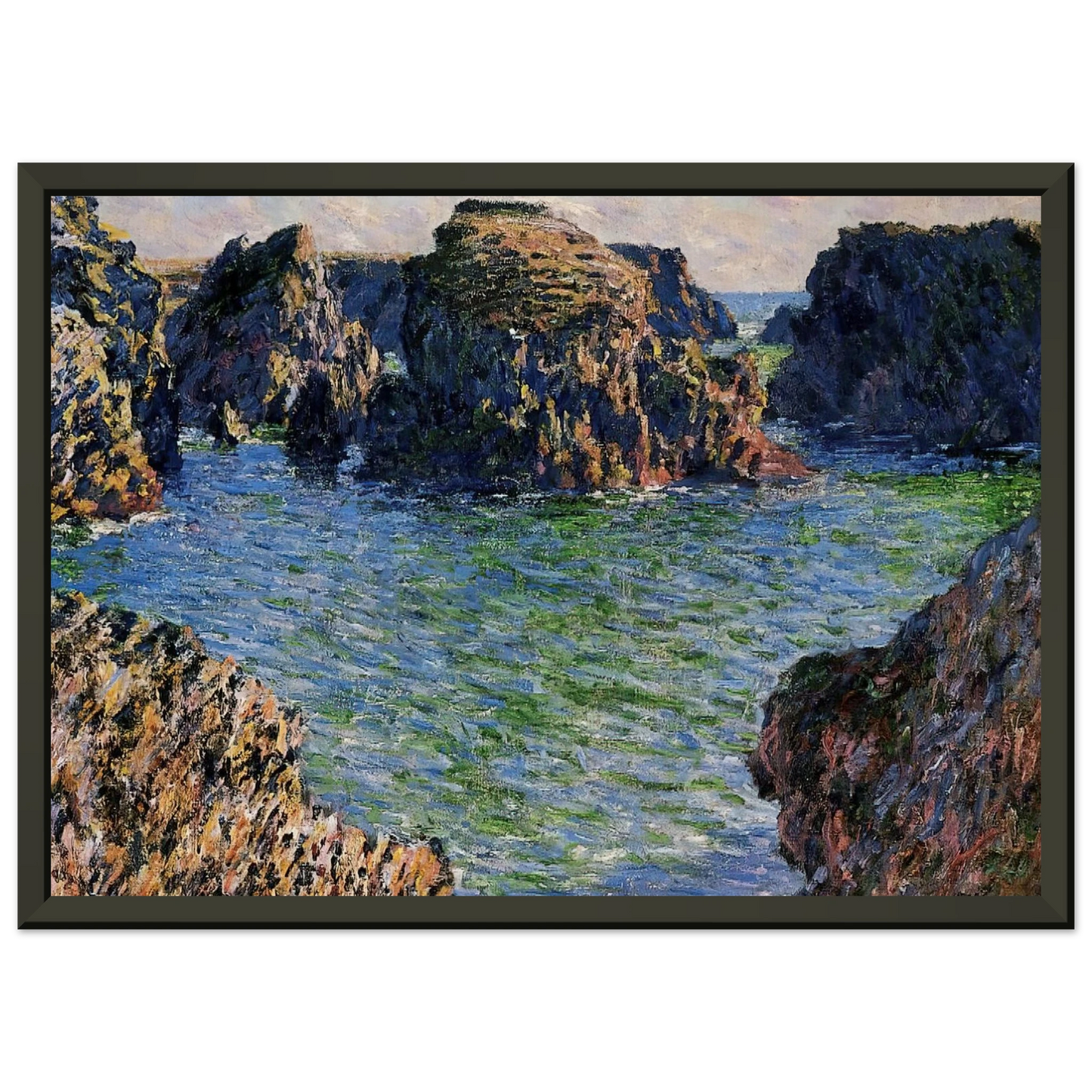 claude monet  Coming into PortGoulphar BelleIle Framed Art Print  - Aluminum Frame - 70x100 cm / 28x40 inches