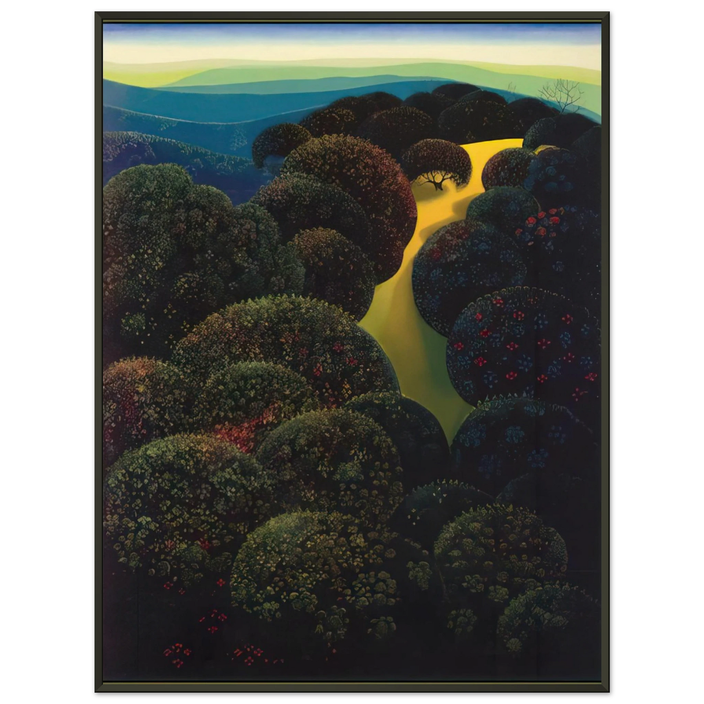 Eyvind Earle Hidden Pasture Framed Art Print - Aluminum Frame - 60x80 cm / 24x32 inches