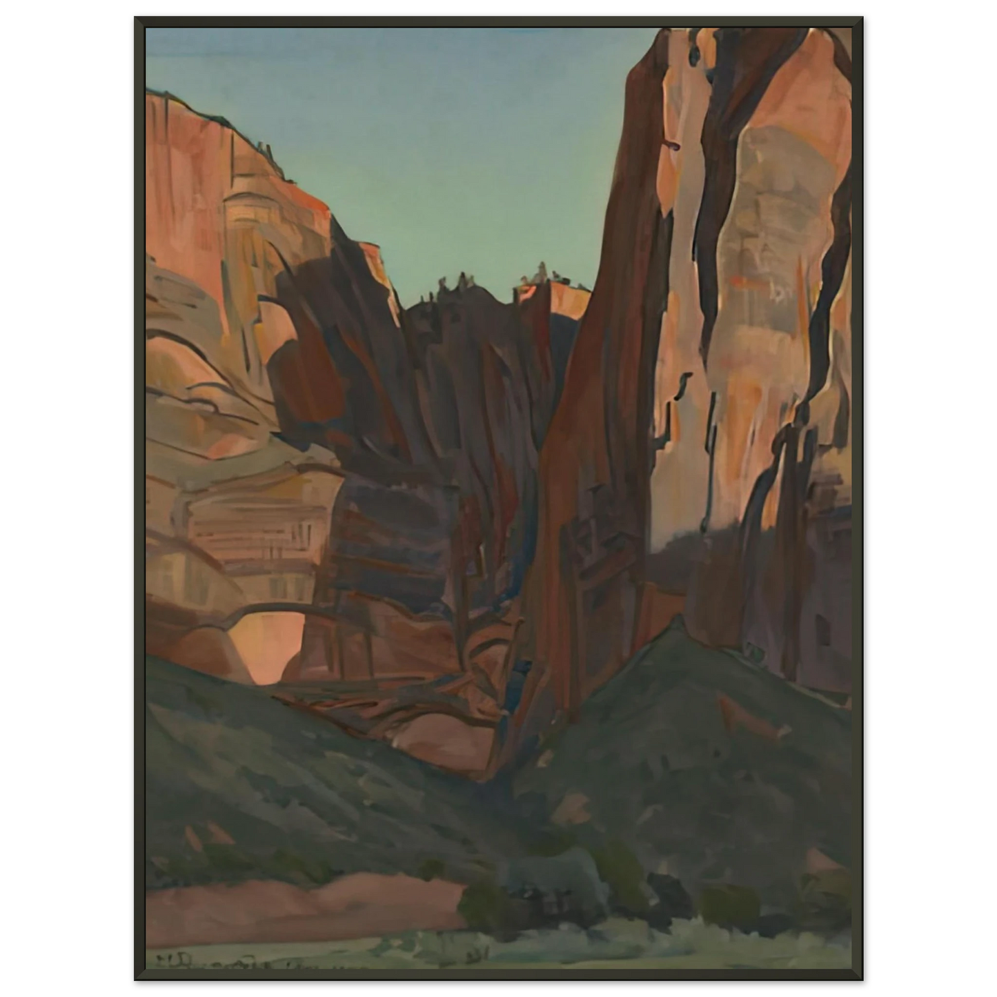 Maynard Dixon NOTCH IN THE WALL ZION NATIONAL PARK AUGUST 1933 1933 Framed Art Print - Aluminum Frame - 40x50 cm / 16x20 inches