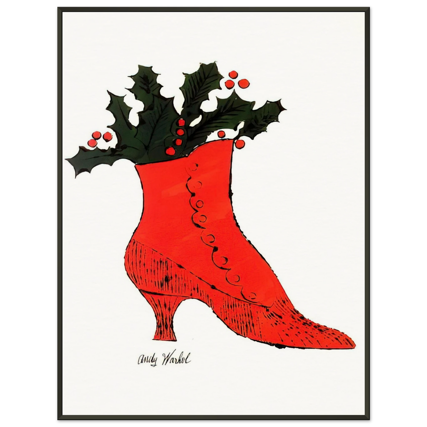 Andy Warhol Untitled red Boot Wit Holly Framed Art Print - Aluminum Frame - 60x80 cm / 24x32 inches