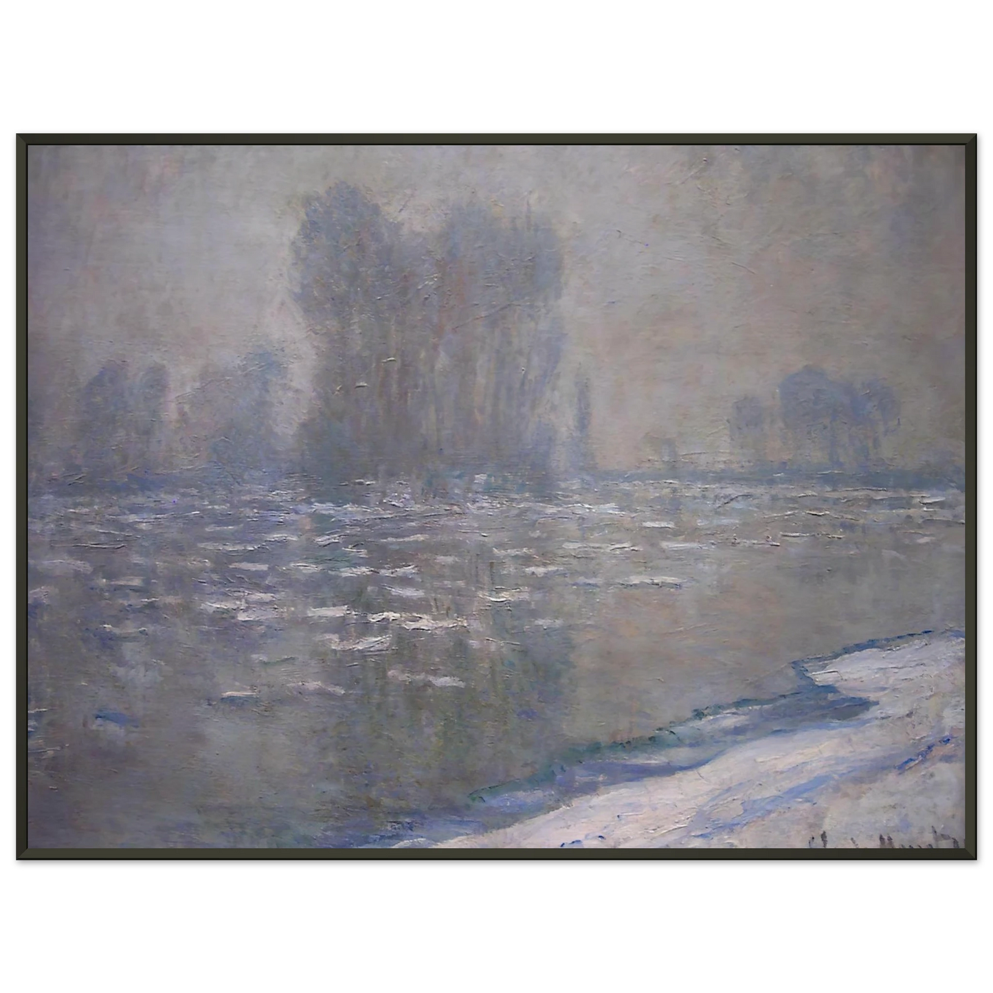 claude monet  Ice Floes Misty Morning Framed Art Print  - Aluminum Frame - 70x100 cm / 28x40 inches