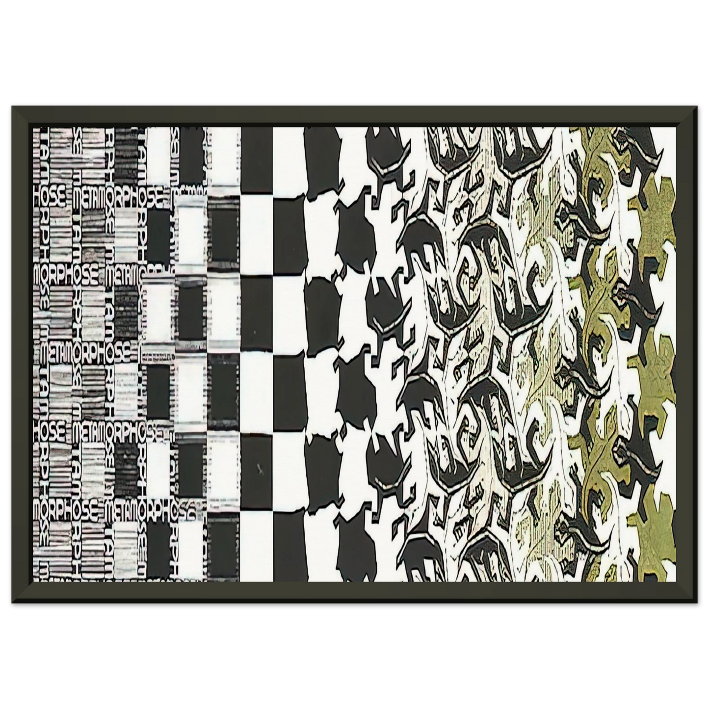 MC Escher  METAMORPHOSIS II EXCERPT 2 Framed Art Print  - Aluminum Frame - 40x50 cm / 16x20 inches