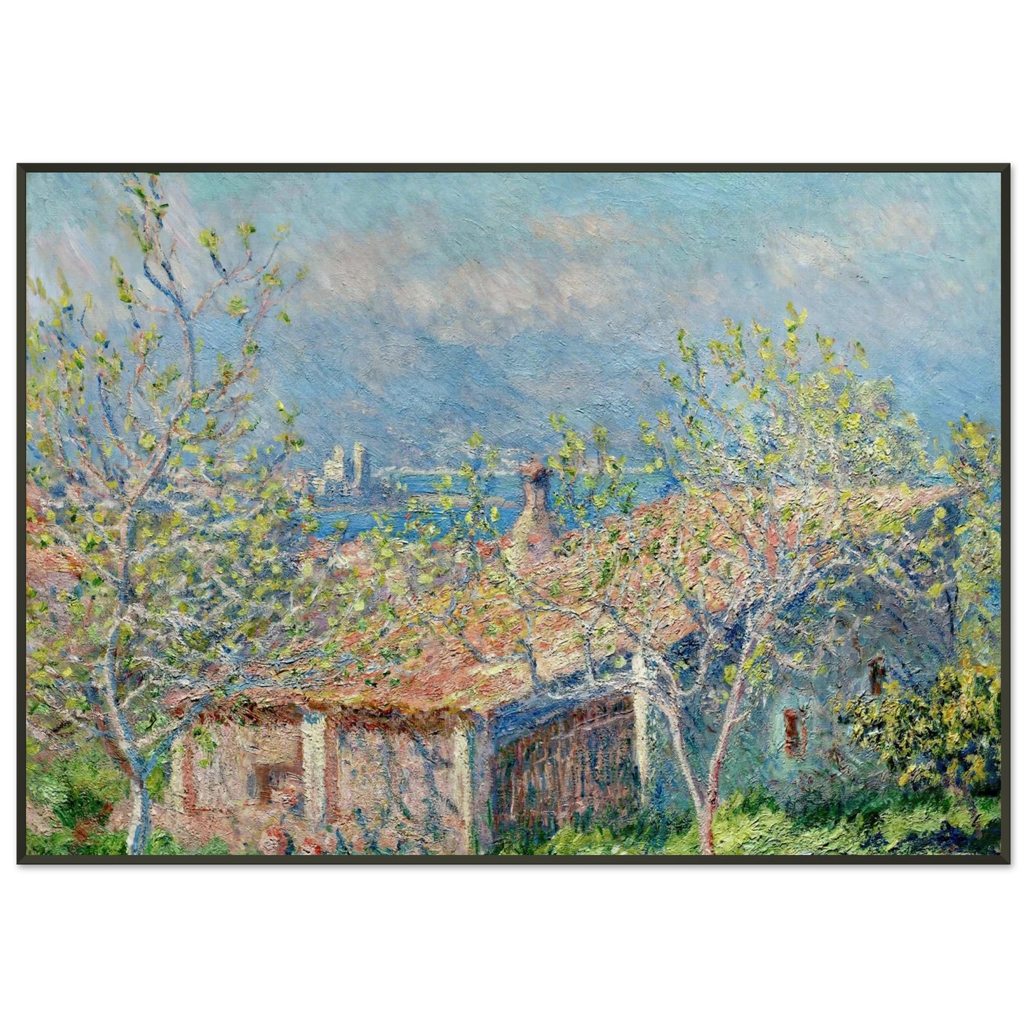 claude monet  Gardeners House at Antibes Framed Art Print  - Aluminum Frame - 21x29.7 cm / 8x12"