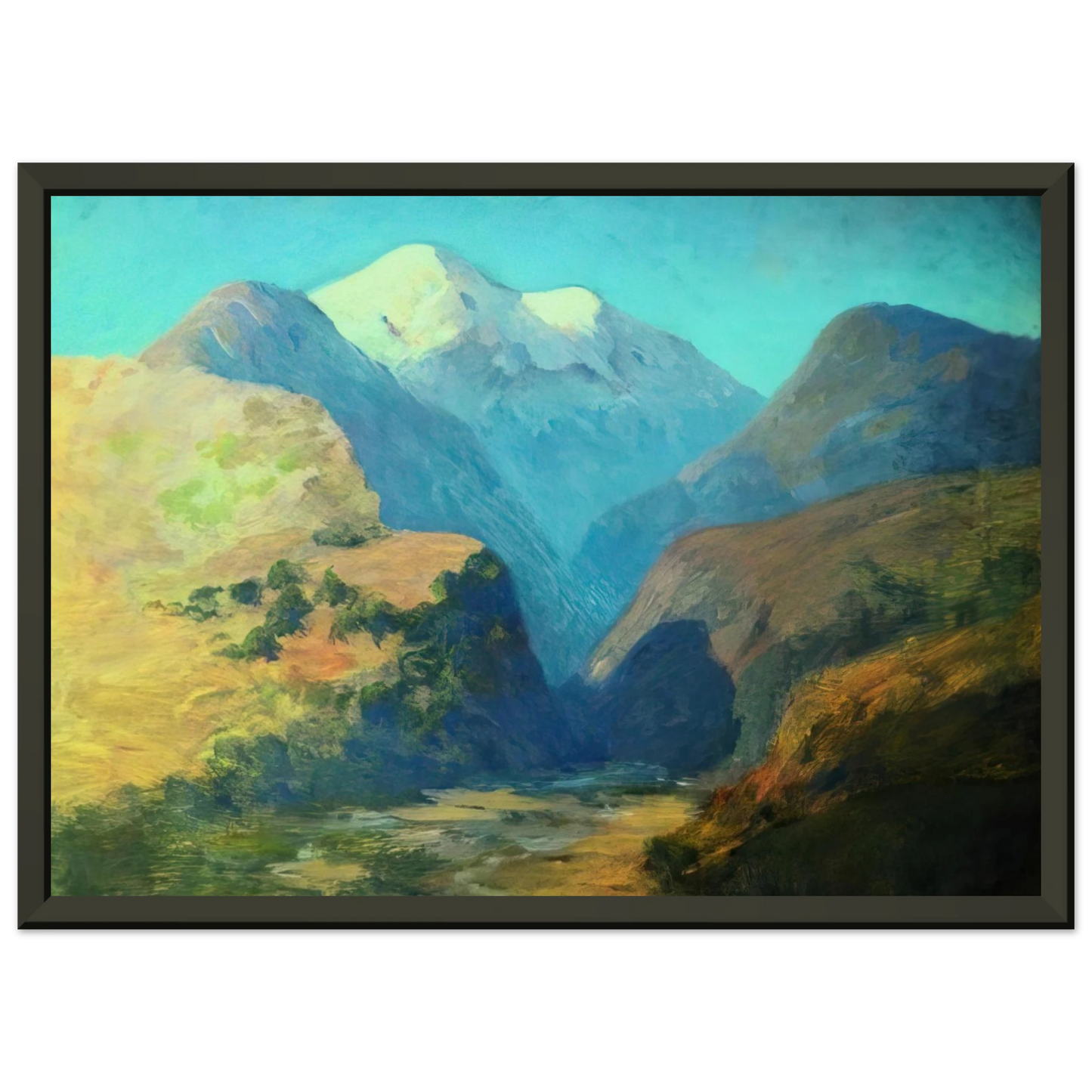 Arkhyp Kuindzhi Snowy mountain peaks Caucasus Framed Art Print - Aluminum Frame - 60x80 cm / 24x32 inches