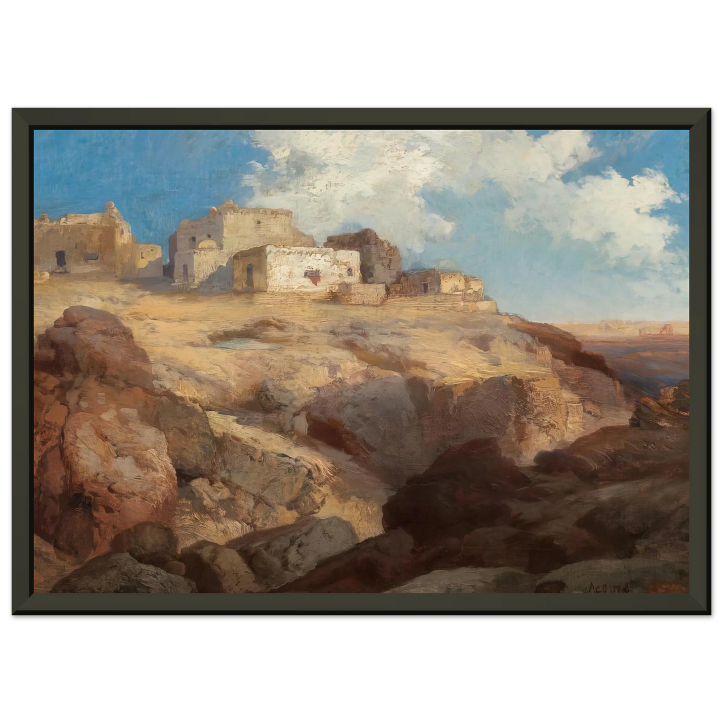 Thomas Moran A Bit of Acoma New Mexico Framed Art Print - Aluminum Frame - 70x100 cm / 28x40 inches