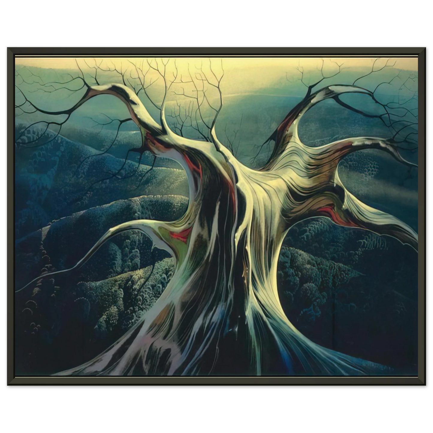 Eyvind Earle  Moonlit Tree Trunk Framed Art Print  - Aluminum Frame - 60x80 cm / 24x32 inches