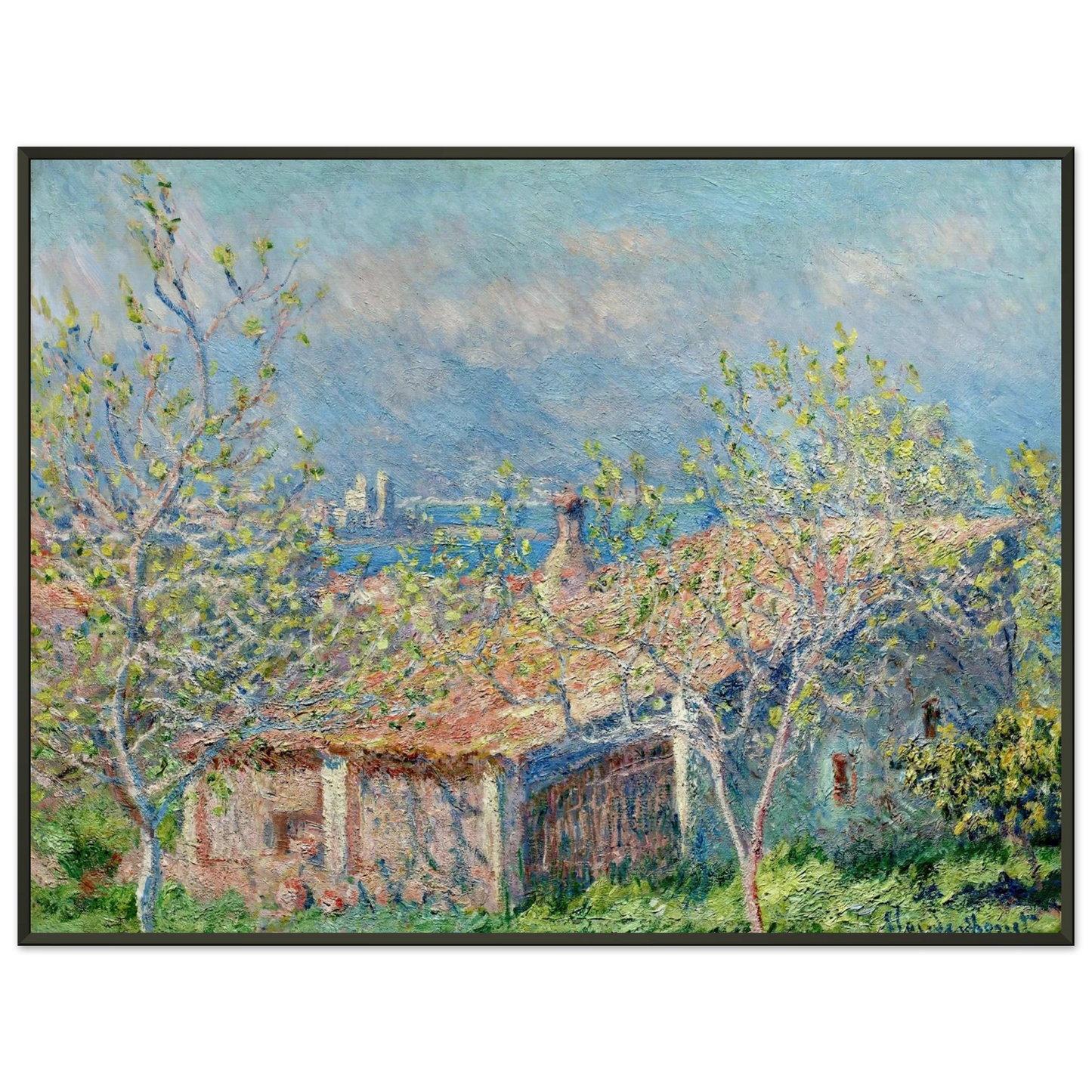 claude monet  Gardeners House at Antibes Framed Art Print  - Aluminum Frame - 40x50 cm / 16x20 inches