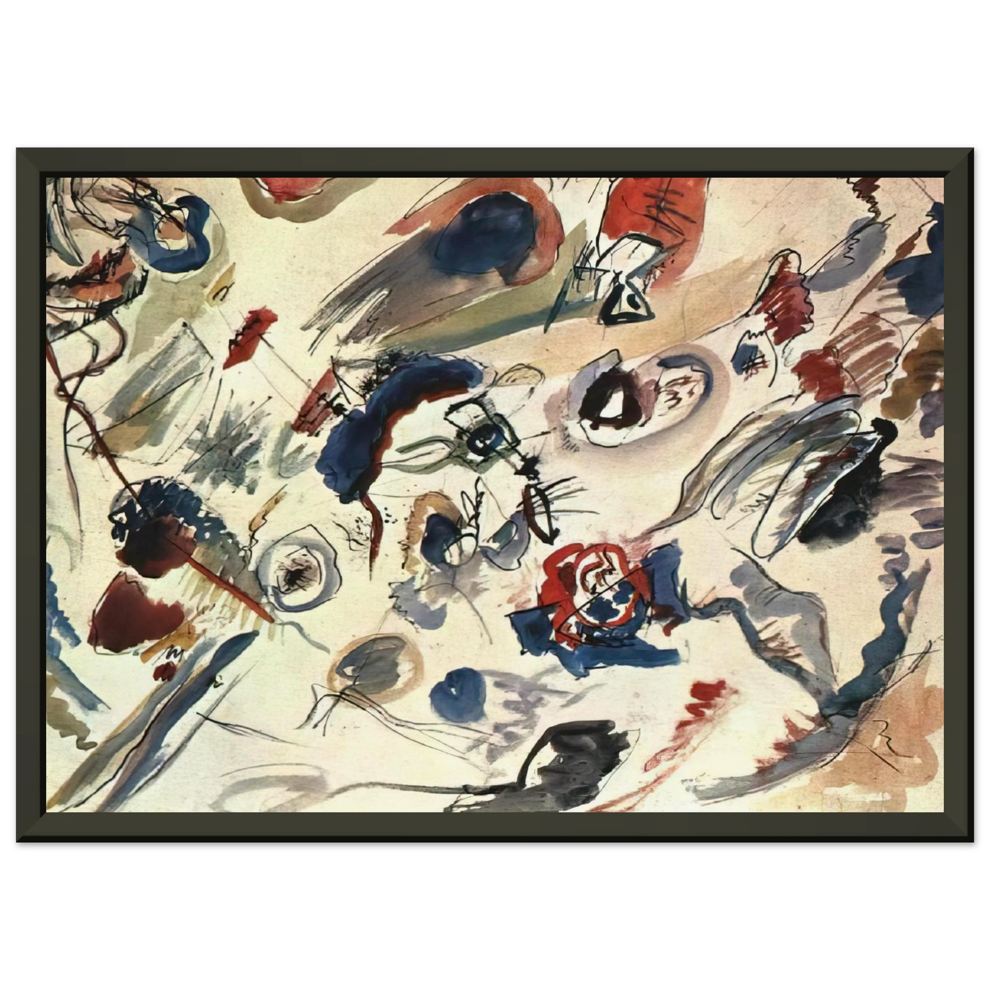 Wassily Kandinsky  FIRST ABSTRACT WATERCOLOR 1910 Framed Art Print  - Aluminum Frame - 70x100 cm / 28x40 inches