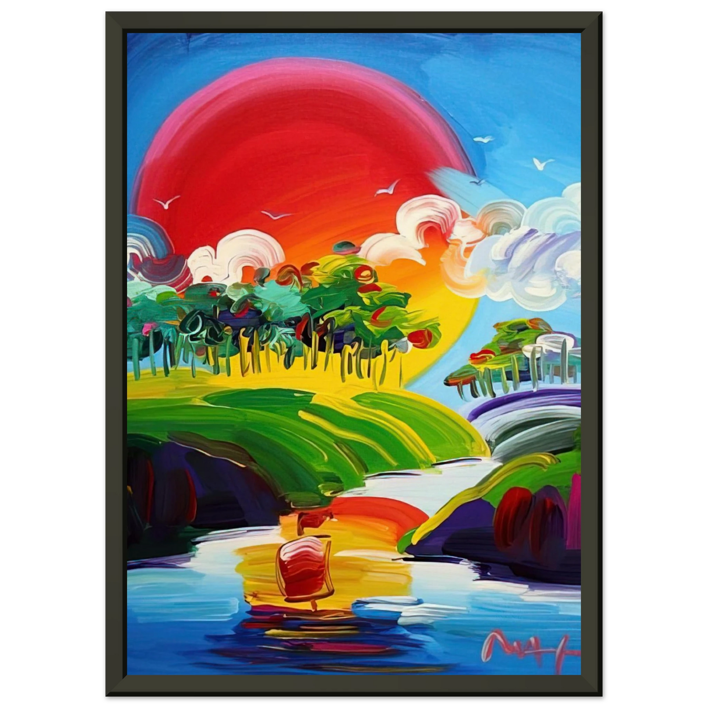 Peter Max WITHOUT BORDERS 2011 Framed Art Print - Aluminum Frame - 40x50 cm / 16x20 inches