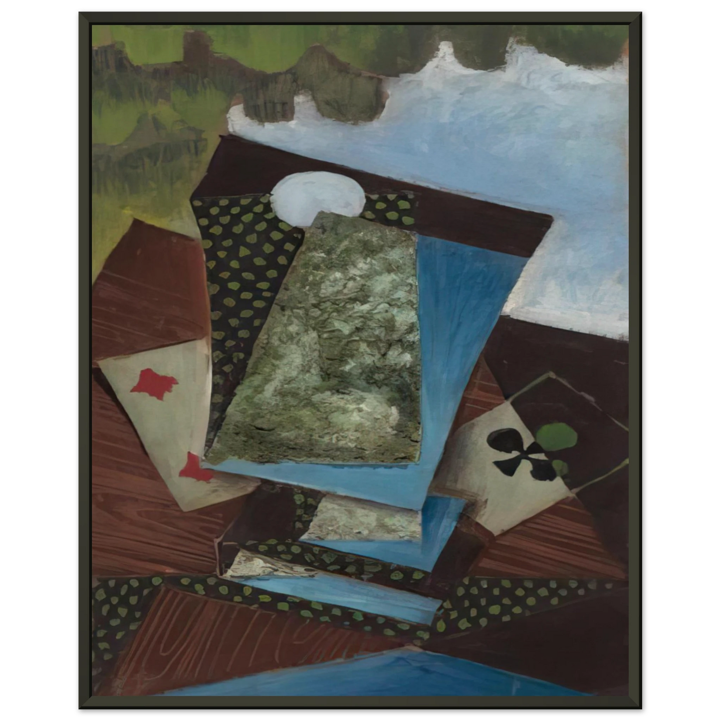 Juan Gris  ACE OF CLUBS AND FOUR OF DIAMONDS Framed Art Print  - Aluminum Frame - 40x50 cm / 16x20 inches
