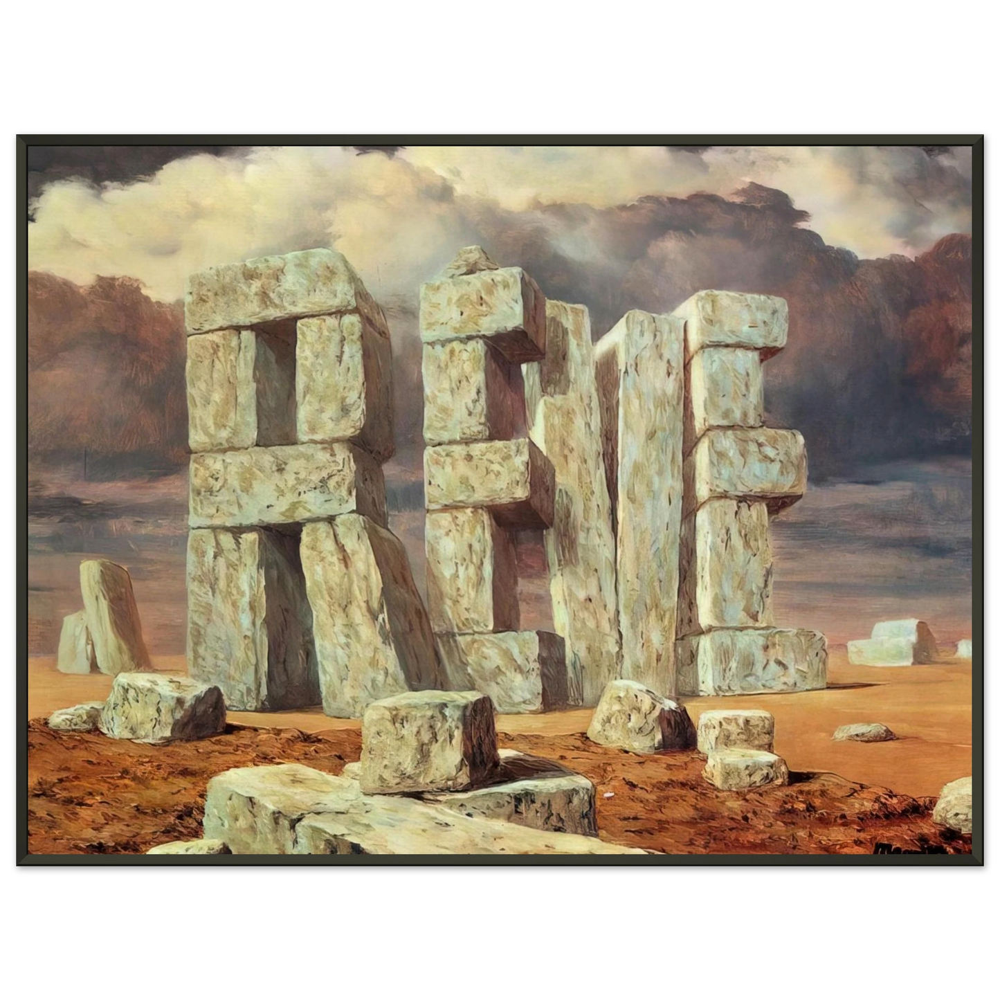Rene Magritte  THE ART OF CONVERSATION 1950 Framed Art Print  - Aluminum Frame - 70x100 cm / 28x40 inches
