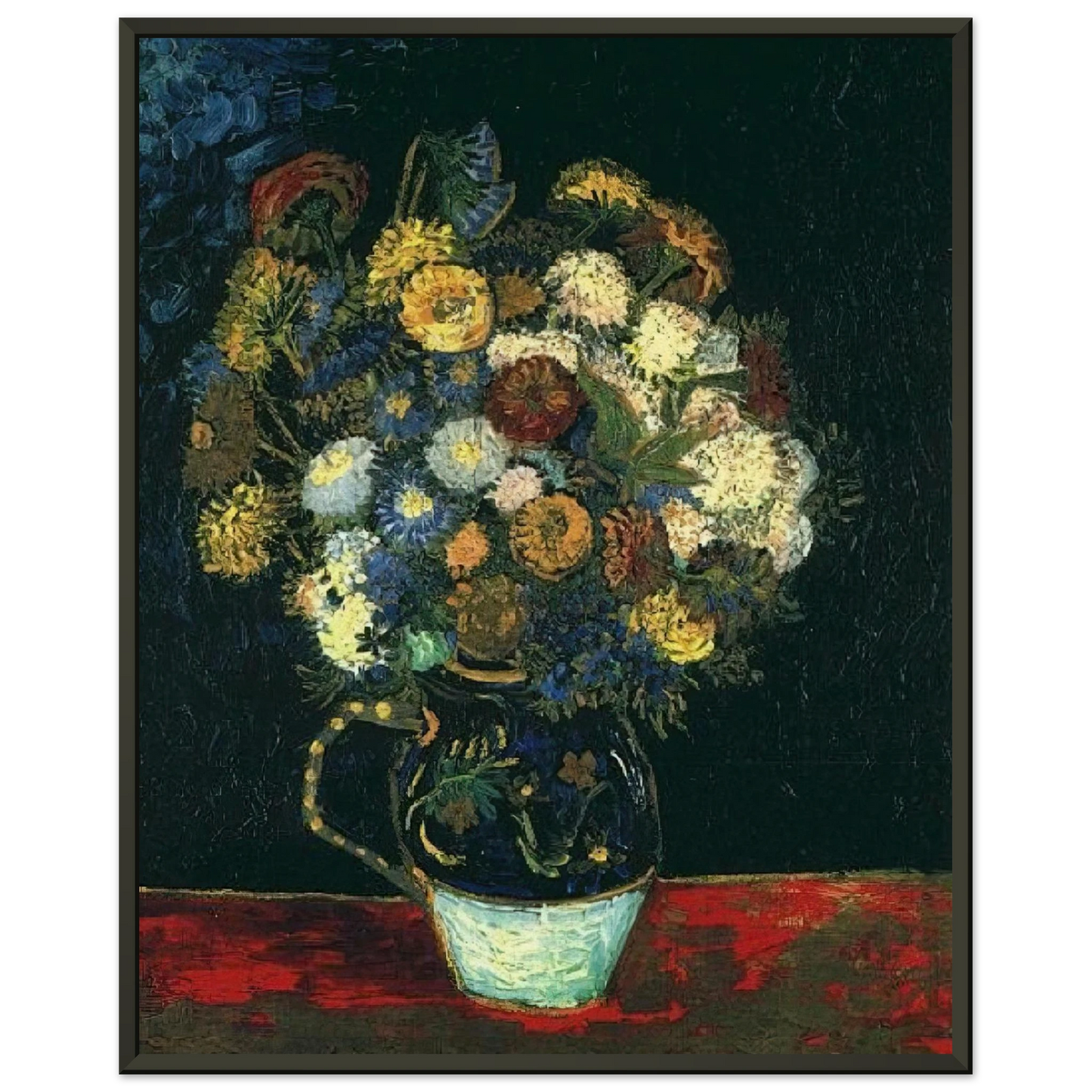 Vincent van Gogh  Still Life Vase with Zinnias Framed Art Print  - Aluminum Frame - 70x100 cm / 28x40 inches