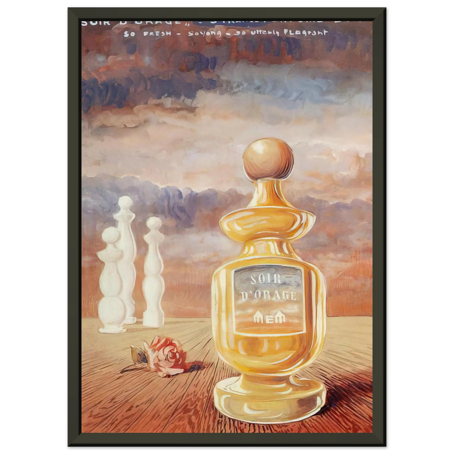 Rene Magritte SOIR D ORAGE STRANGE PERFUME BY MEM Framed Art Print - Aluminum Frame - 70x100 cm / 28x40 inches