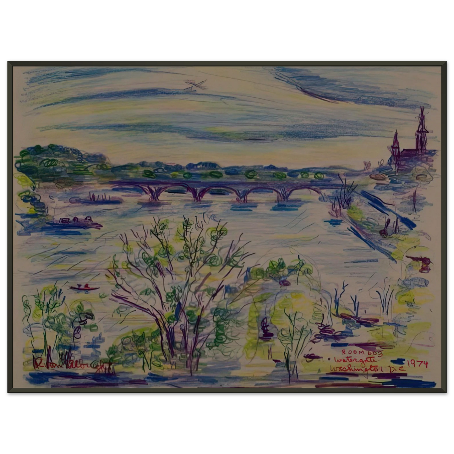Ivan Albright VIEW FROM ROOM 603 WATERGATE WASHINGTON D C 1974 Framed Art Print - Aluminum Frame - 60x80 cm / 24x32 inches