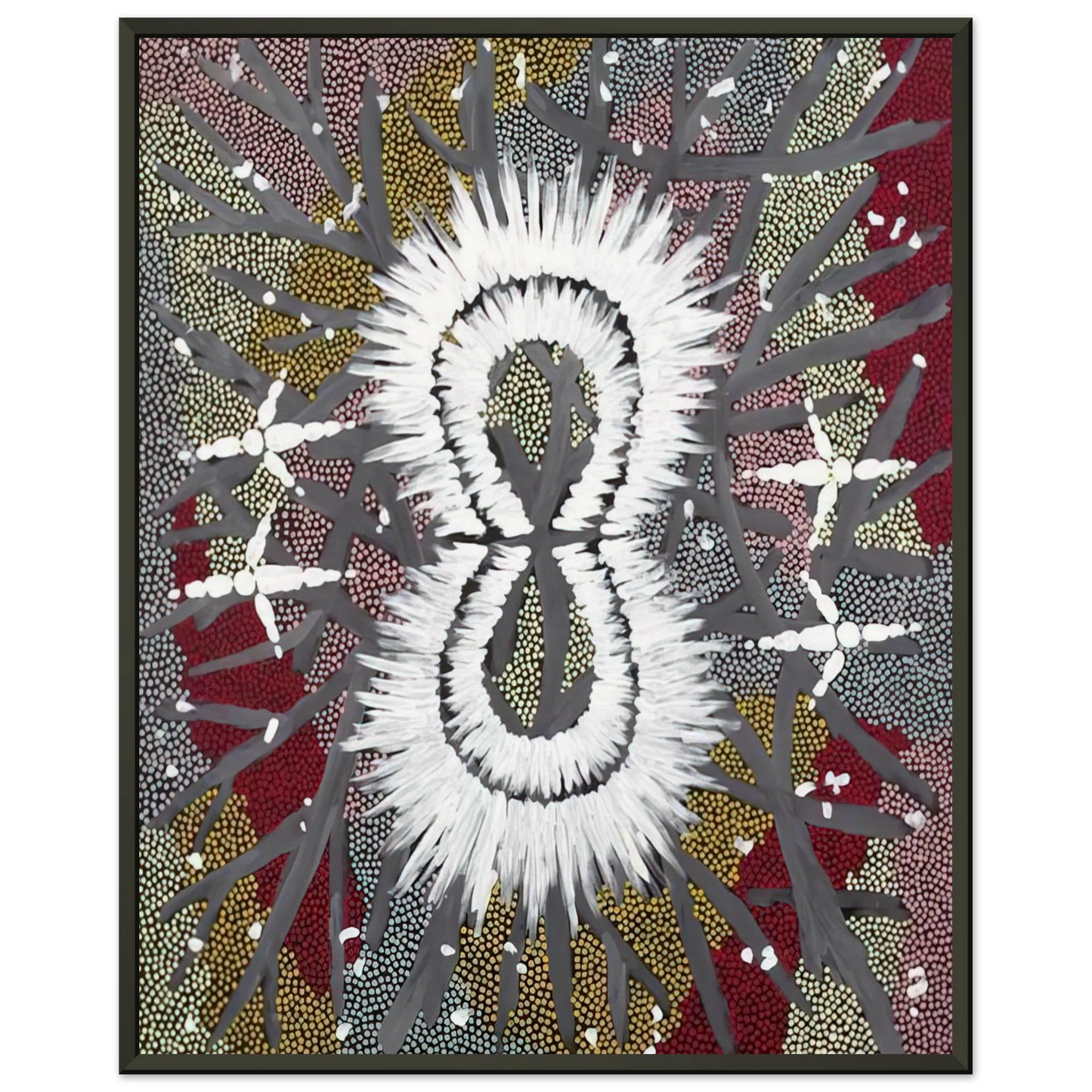 Clifford Possum Tjapaltjarri Eagle Dreaming 1997 Framed Art Print - Aluminum Frame - 70x100 cm / 28x40 inches