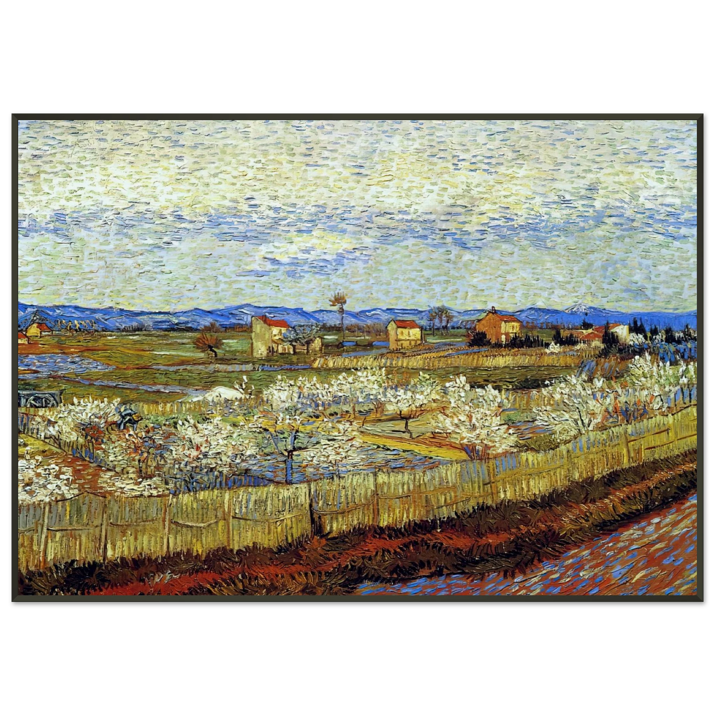 Vincent van Gogh  Peach Trees in Blossom Framed Art Print  - Aluminum Frame - 21x29.7 cm / 8x12"