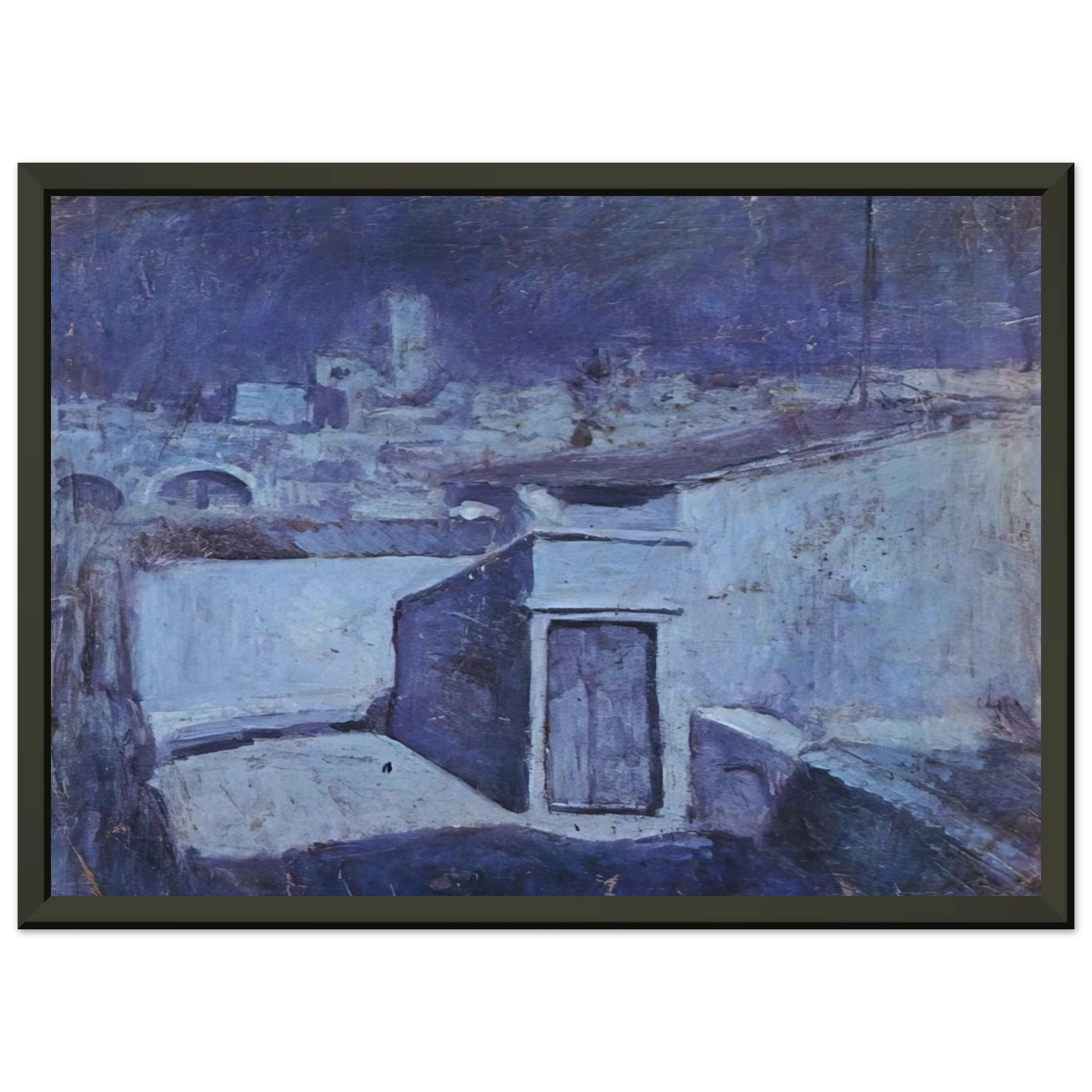 Pablo Picasso  The roofs of Barcelona in the moonlight Framed Art Print  - Aluminum Frame - 70x100 cm / 28x40 inches