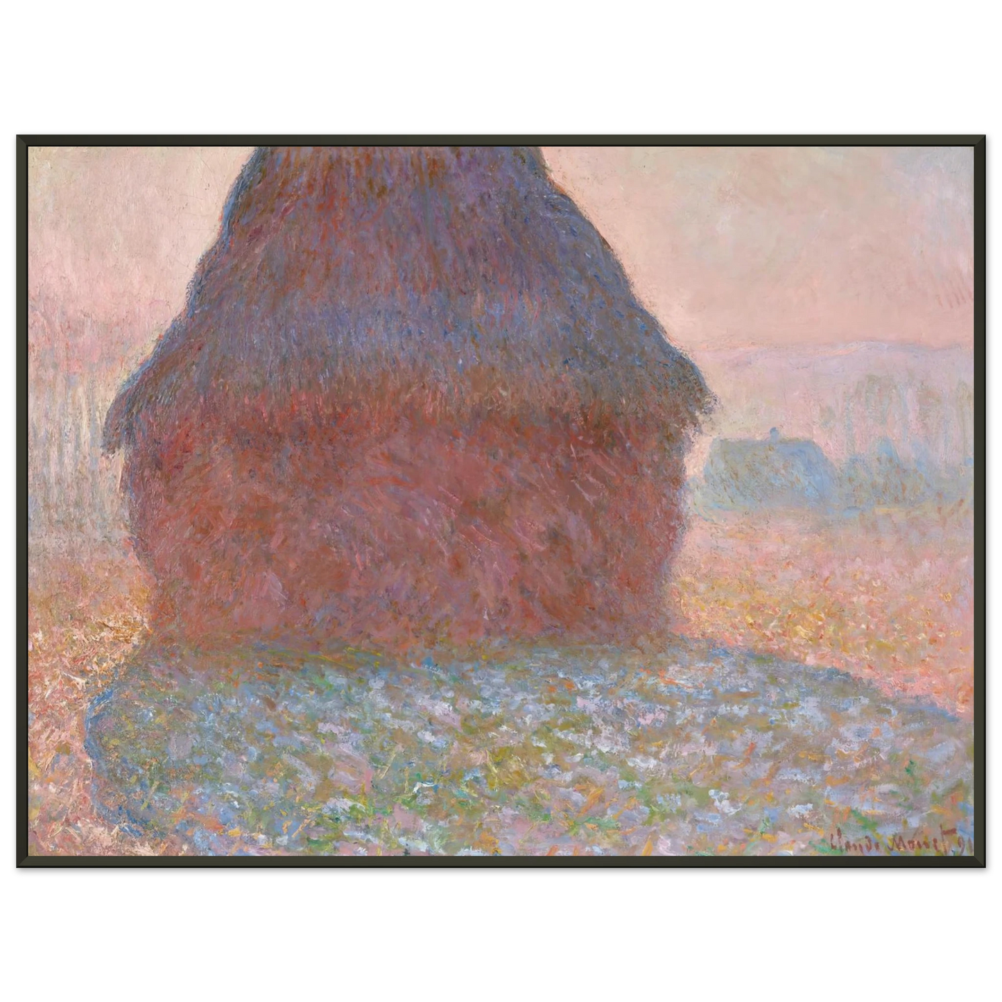claude monet  Grainstack in Sunshine Framed Art Print  - Aluminum Frame - 40x50 cm / 16x20 inches