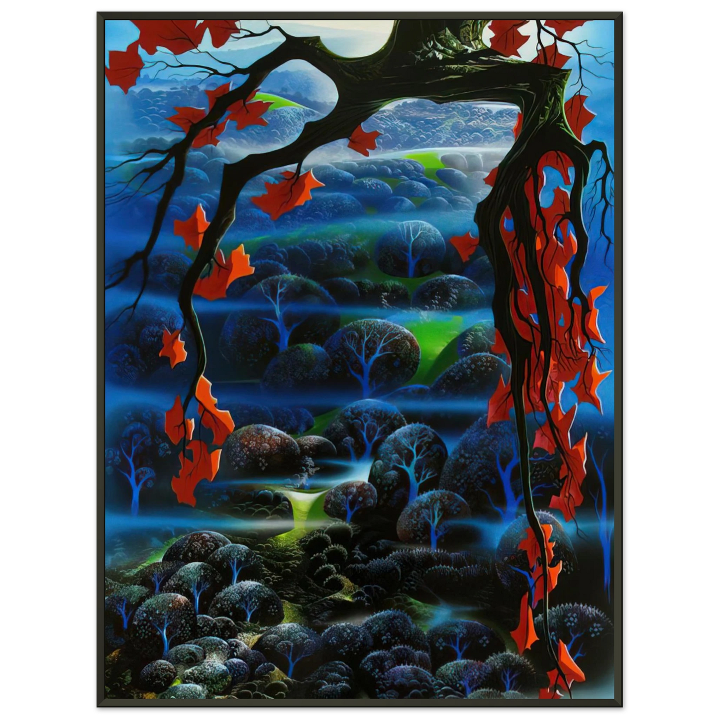 Eyvind Earle Valley of Dreams Framed Art Print - Aluminum Frame - 70x100 cm / 28x40 inches
