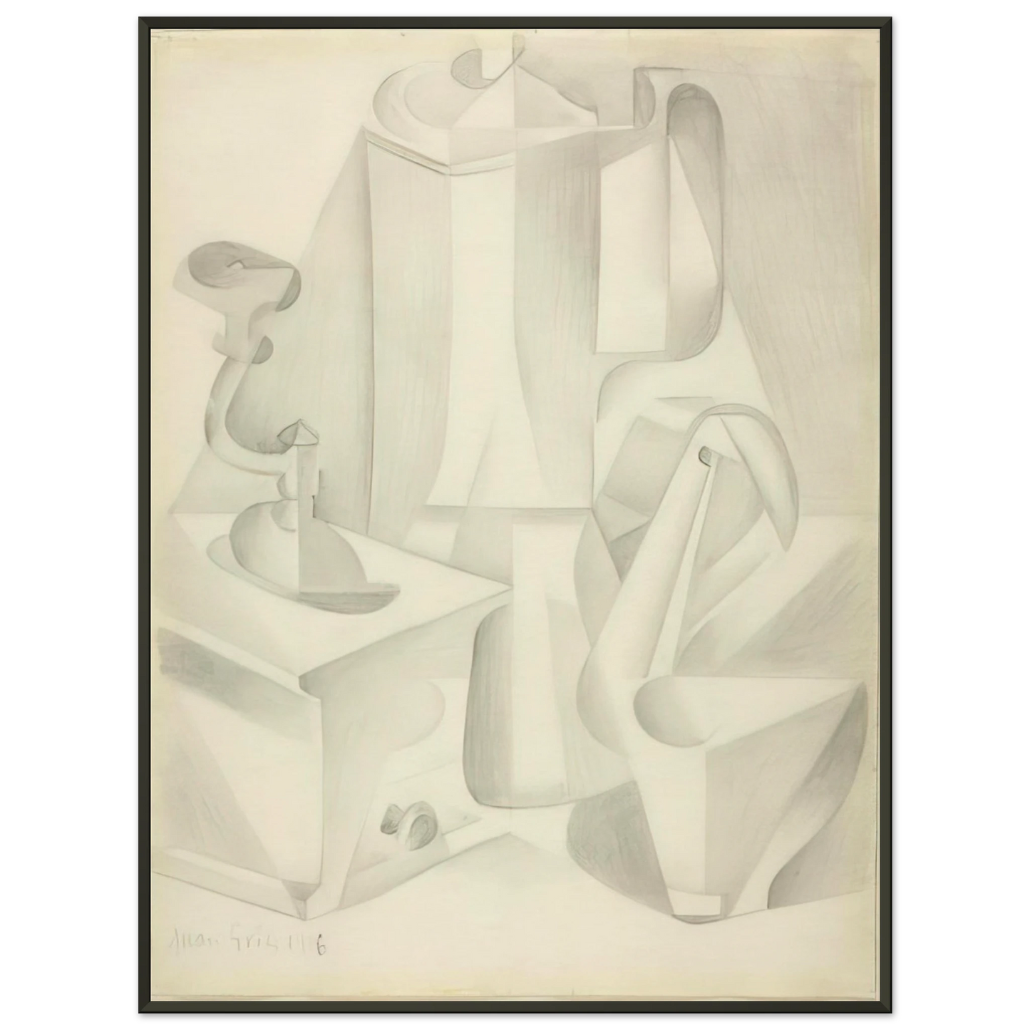 Juan Gris  STILL LIFE WITH COFFEE MILL 1916 Framed Art Print  - Aluminum Frame - 60x80 cm / 24x32 inches