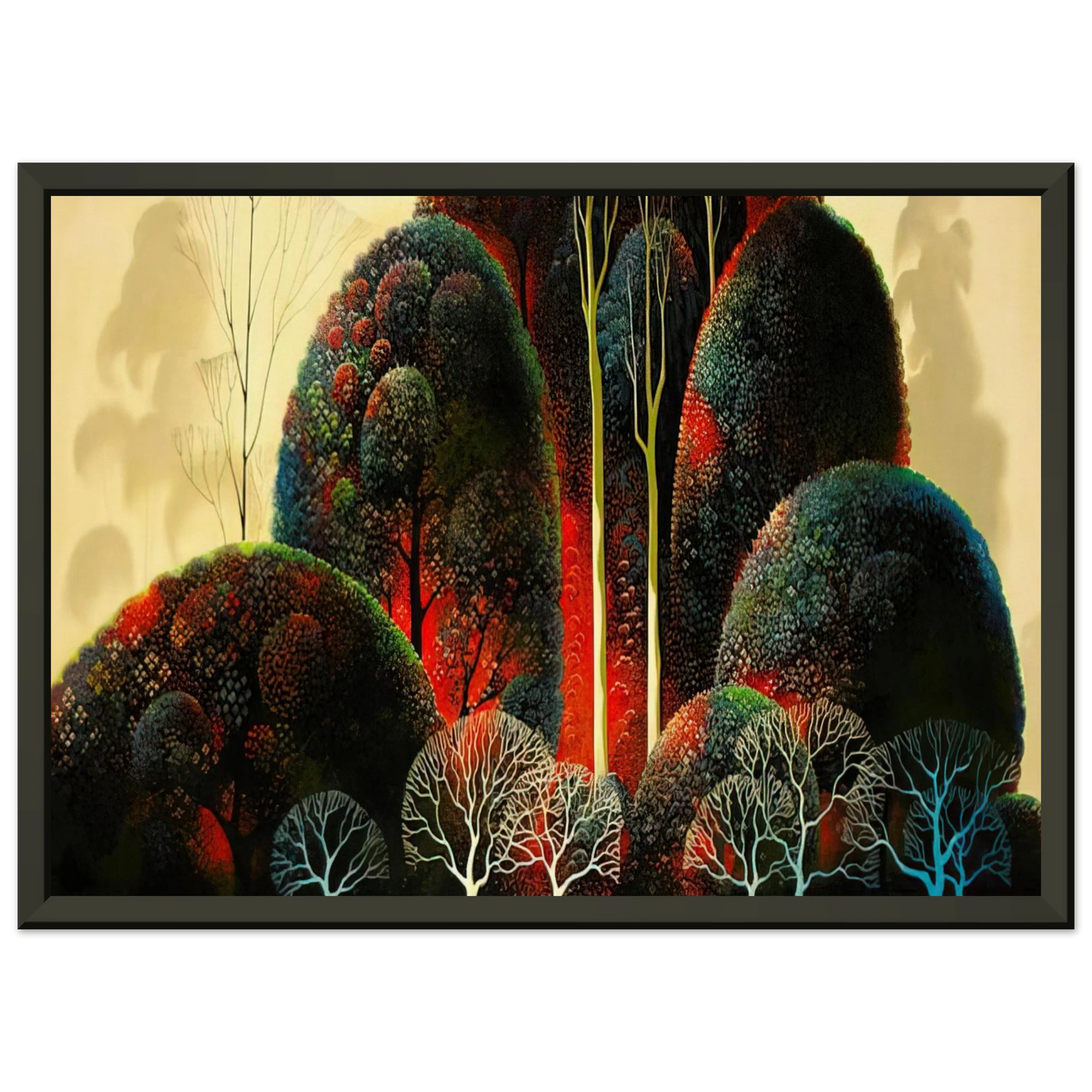 Eyvind Earle California Orchid Framed Art Print - Aluminum Frame - 60x80 cm / 24x32 inches