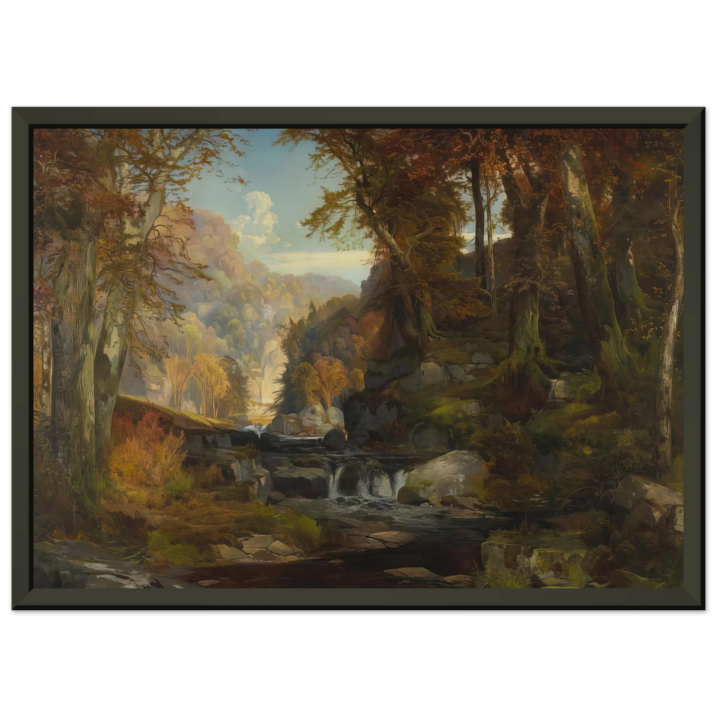 Thomas Moran A Scene on the Tohickon Creek Autumn Framed Art Print - Aluminum Frame - 60x80 cm / 24x32 inches