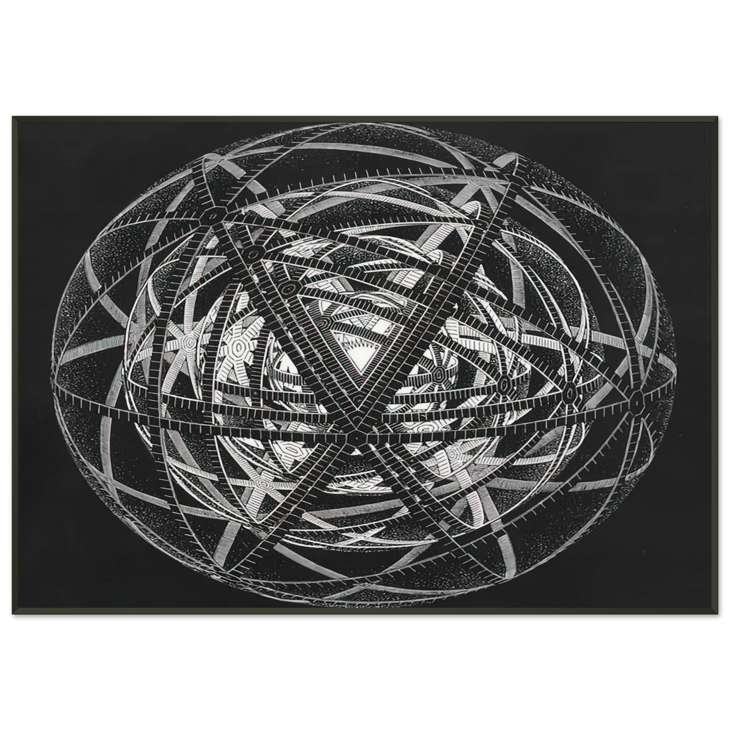 MC Escher  CONCENTRIC RINDS Framed Art Print  - Aluminum Frame - 21x29.7 cm / 8x12"