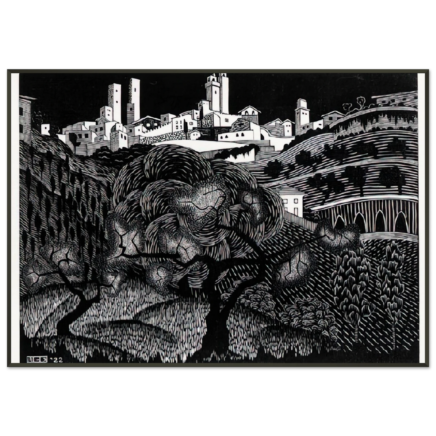 MC Escher  ESCHER 10 Framed Art Print  - Aluminum Frame - 21x29.7 cm / 8x12"