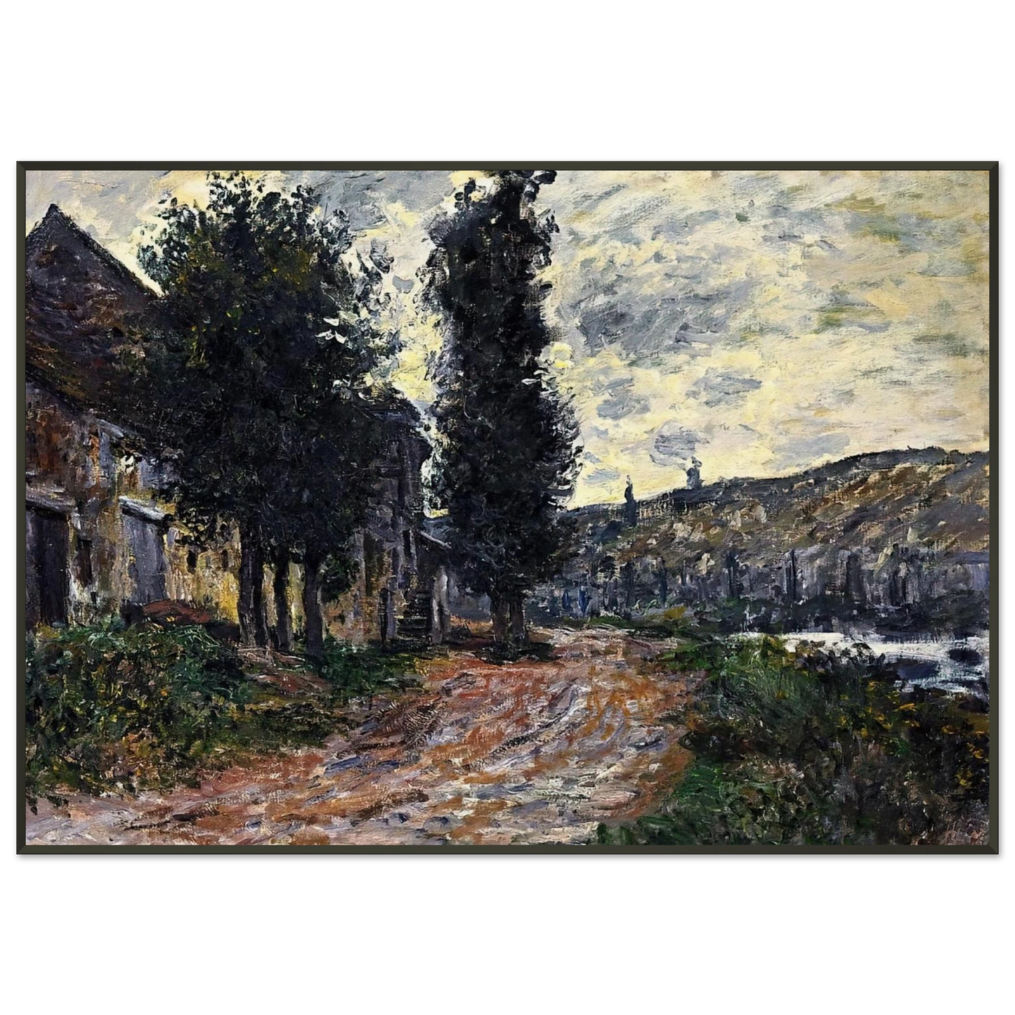 claude monet Tow Path at Lavacourt Framed Art Print - Aluminum Frame - 21x29.7 cm / 8x12"