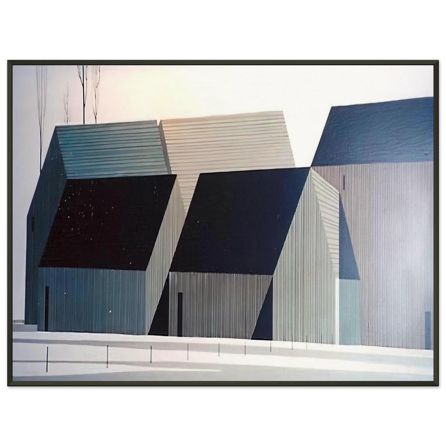 Eyvind Earle Barns Framed Art Print - Aluminum Frame - 60x80 cm / 24x32 inches