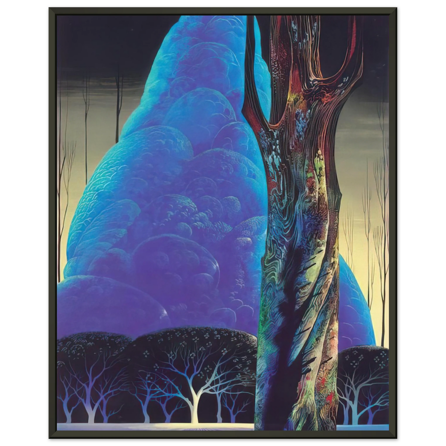 Eyvind Earle Blue Nocturne Framed Art Print - Aluminum Frame - 70x100 cm / 28x40 inches