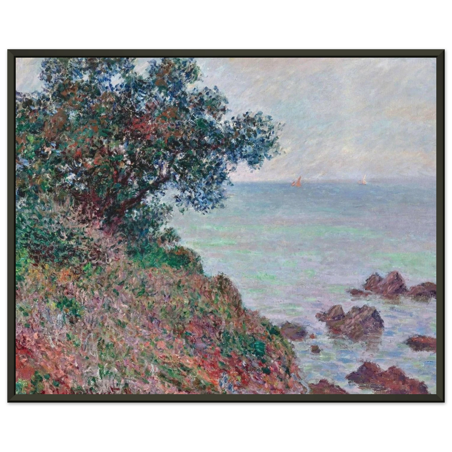 claude monet  Mediteranian Coast Grey Day Framed Art Print  - Aluminum Frame - 40x50 cm / 16x20 inches