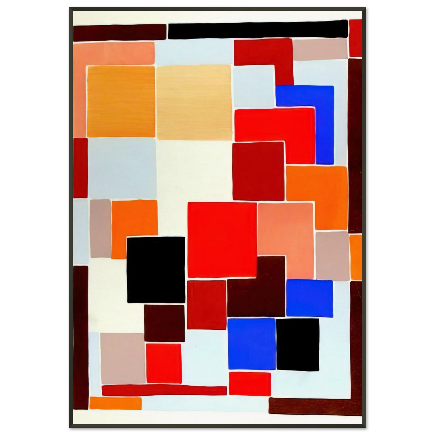 Sonia Delaunay DESIGN IN THE STYLE OF MONDRIAN POSSIBLY FOR A RUG FROM COMPOSITIONS COLOURS IDEAS 1931 Framed Art Print - Aluminum Frame - 21x29.7 cm / 8x12"
