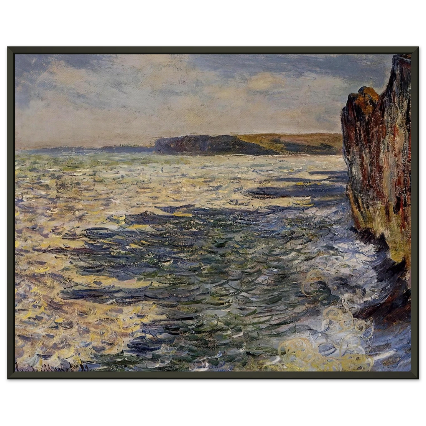claude monet Waves and Rocks at Pourville Framed Art Print - Aluminum Frame - 40x50 cm / 16x20 inches