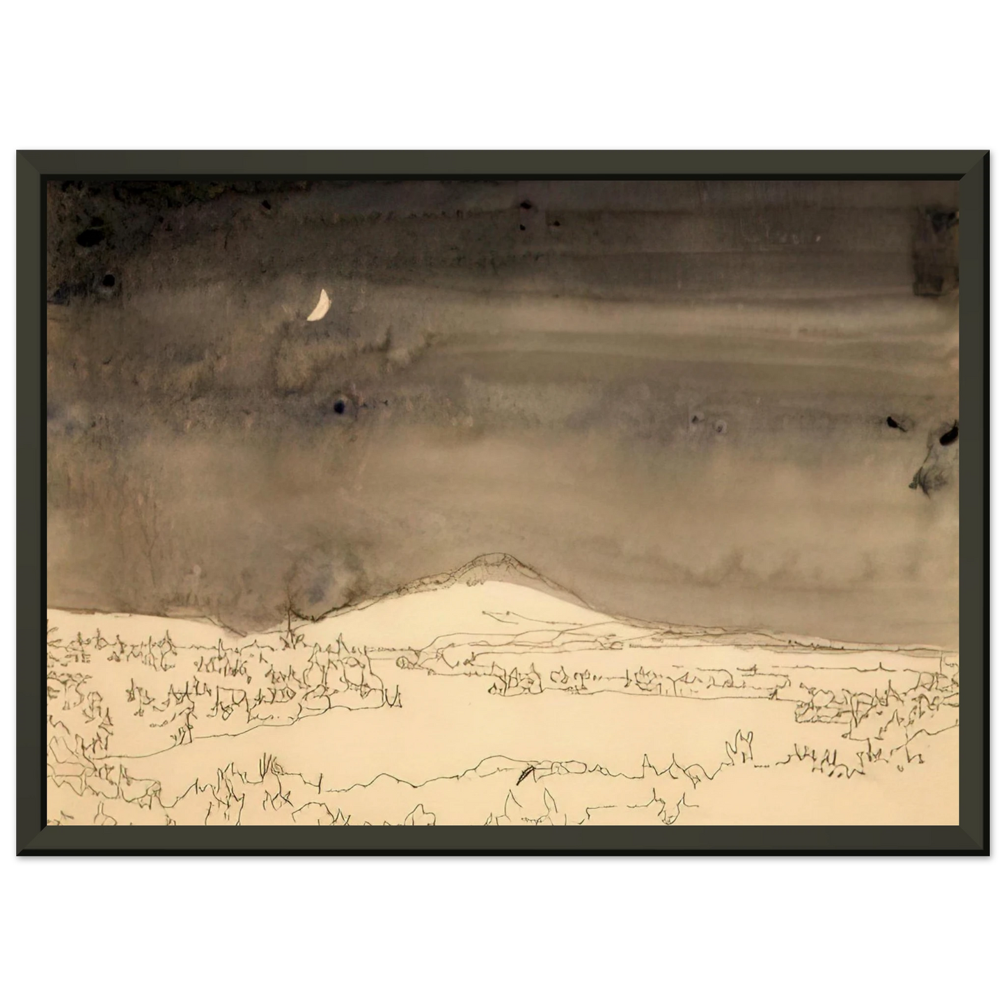 Neil Welliver Untitled Night Scene Study Contemporary Realism Framed Art Print - Aluminum Frame - 60x80 cm / 24x32 inches