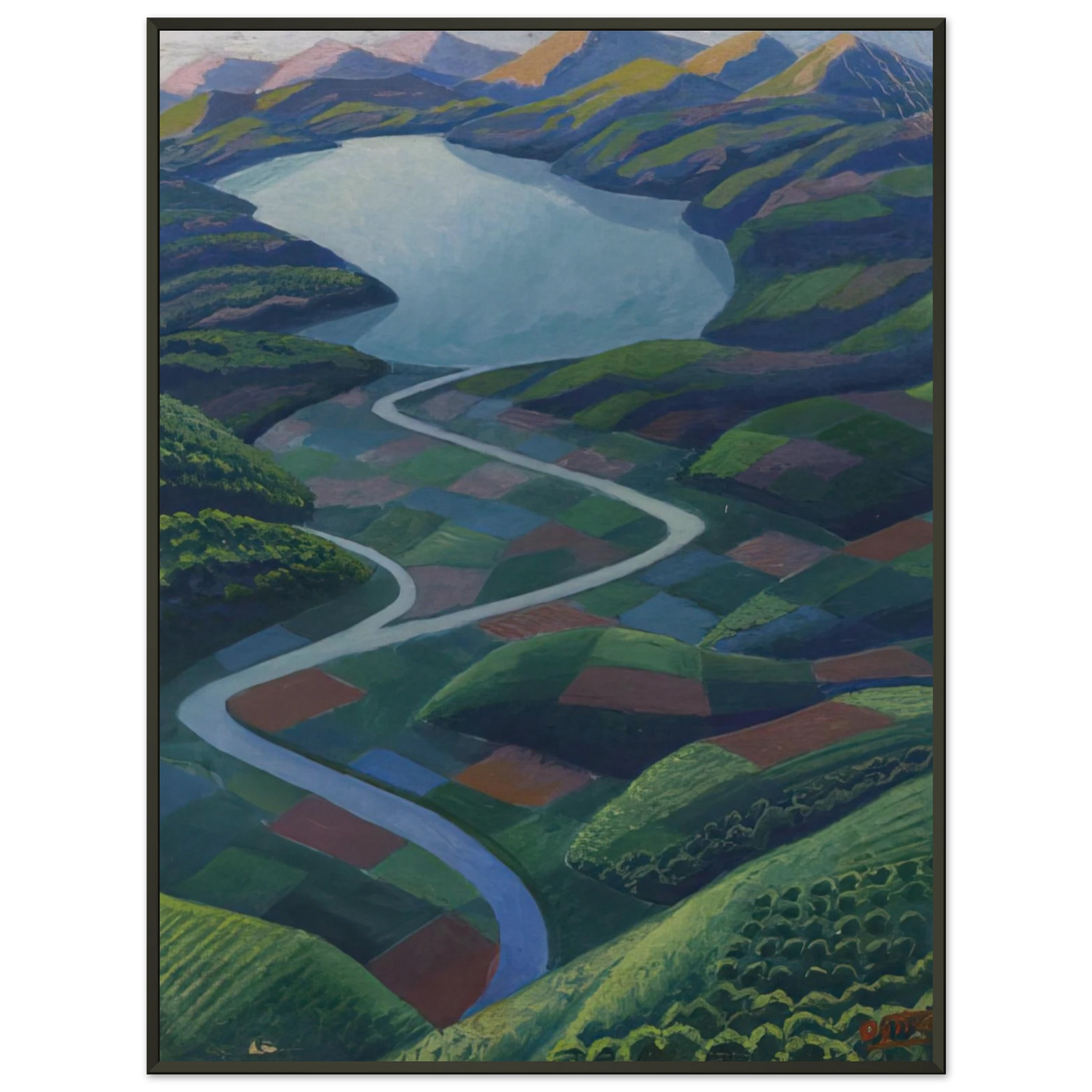 Gerardo Dottori Paesaggio Aereo 1936 Framed Art Print - Aluminum Frame - 70x100 cm / 28x40 inches