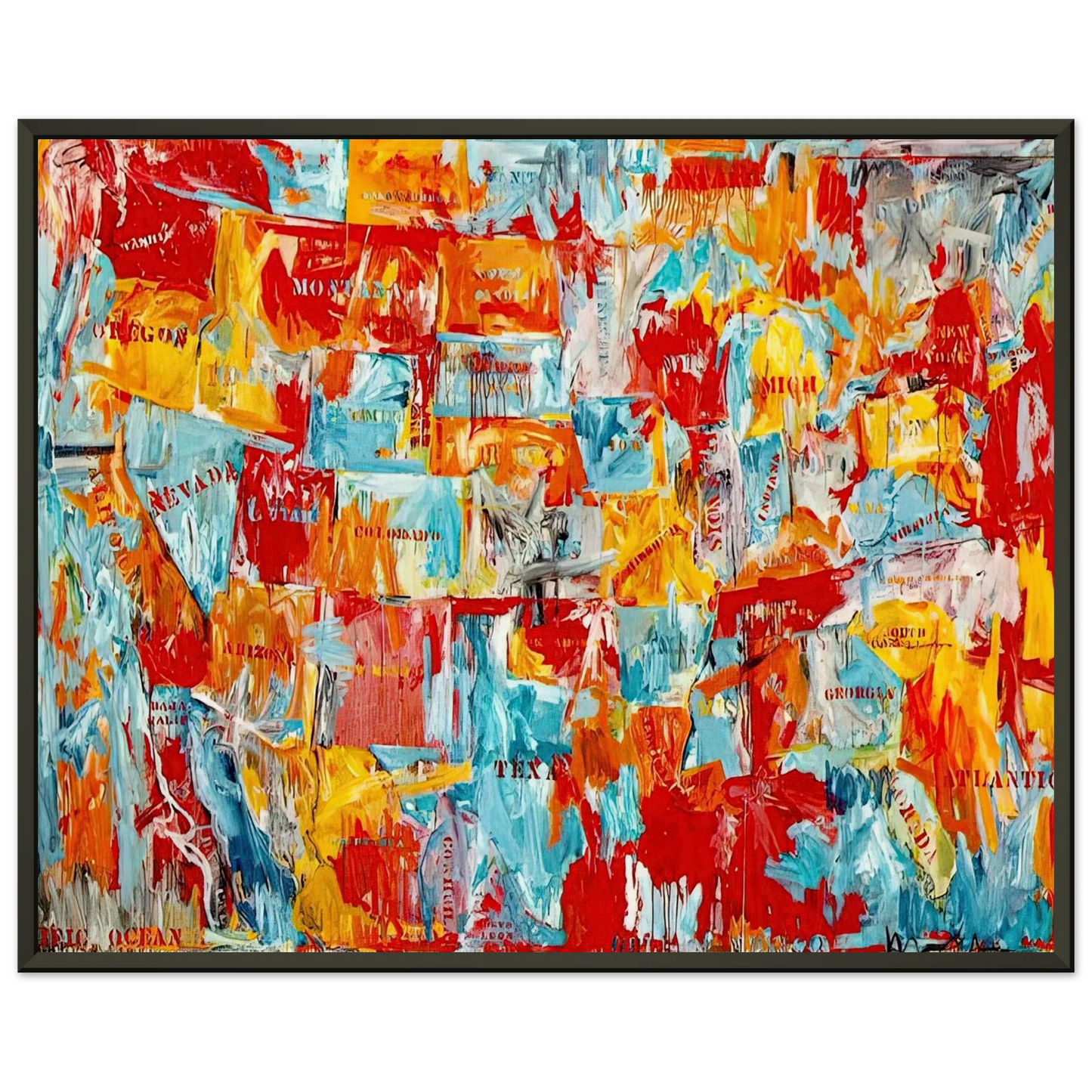 Jasper Johns MAP Framed Art Print - Aluminum Frame - 70x100 cm / 28x40 inches