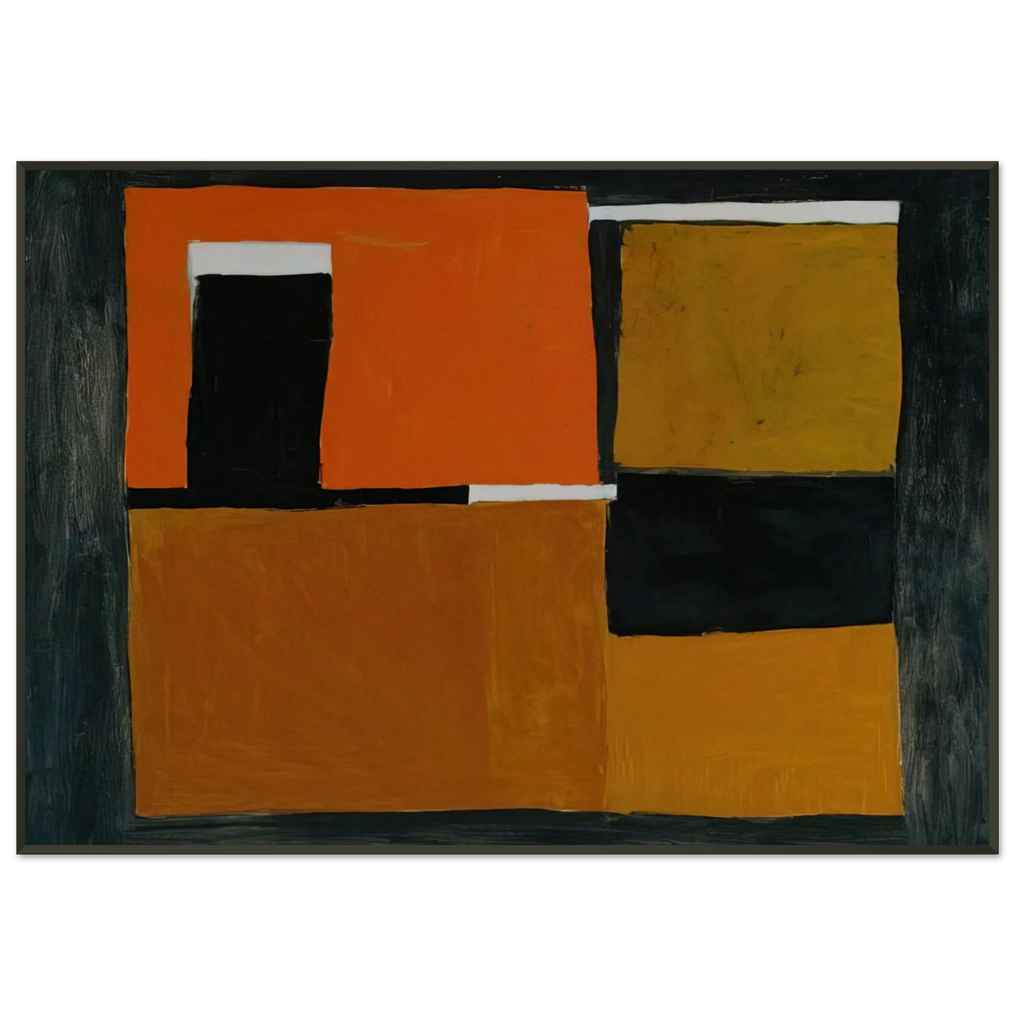 William Scott Orange Black and White Composition 1953 Framed Art Print - Aluminum Frame - 21x29.7 cm / 8x12"