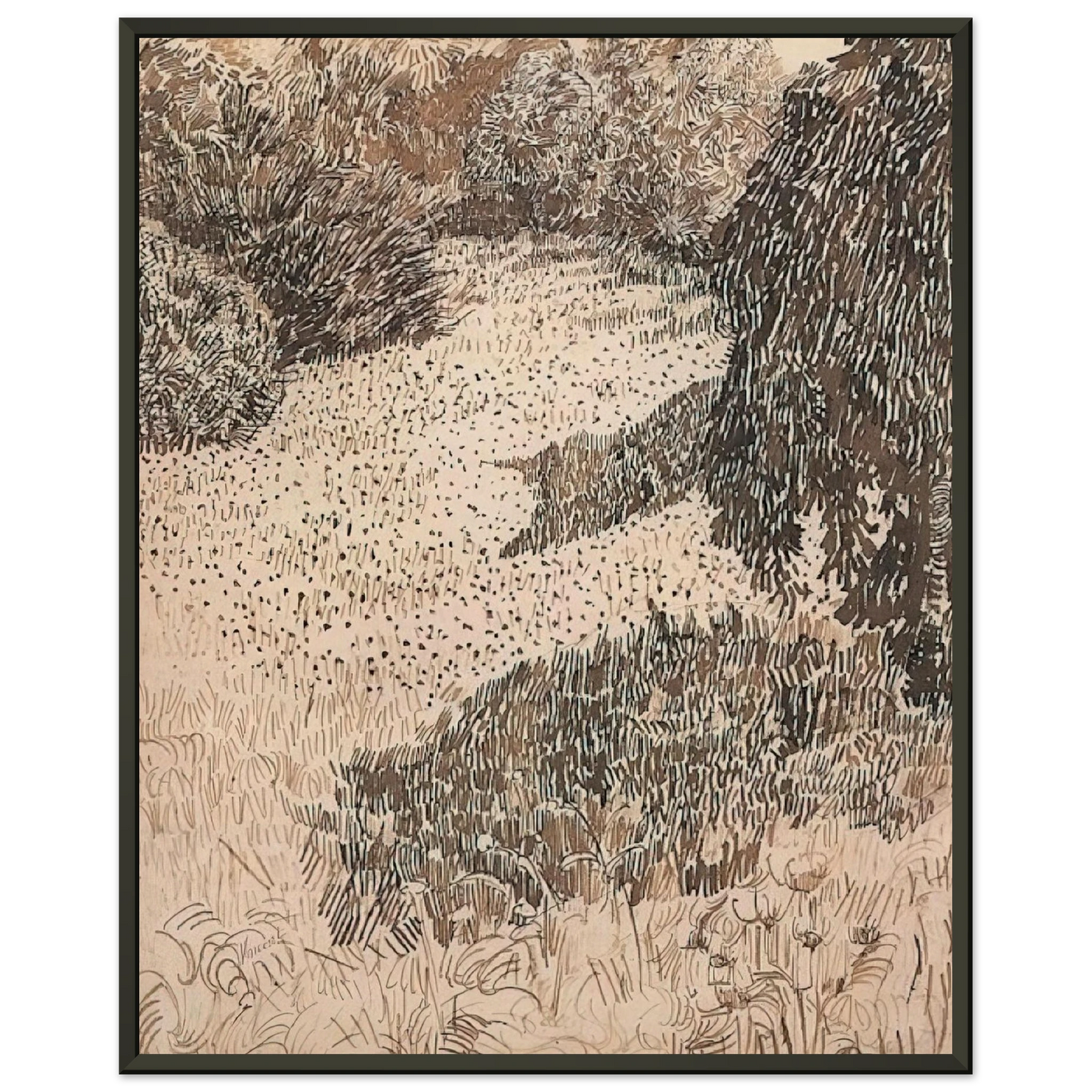 Vincent van Gogh  The Corner of the Park Framed Art Print  - Aluminum Frame - 40x50 cm / 16x20 inches