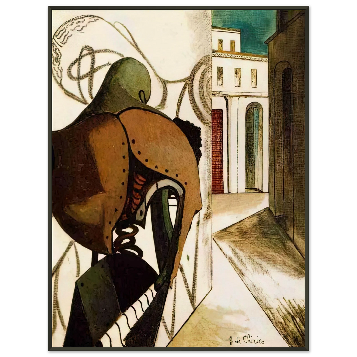 Giorgio de Chirico THE VEXATIONS OF THE THINKER 1915 Framed Art Print - Aluminum Frame - 40x50 cm / 16x20 inches