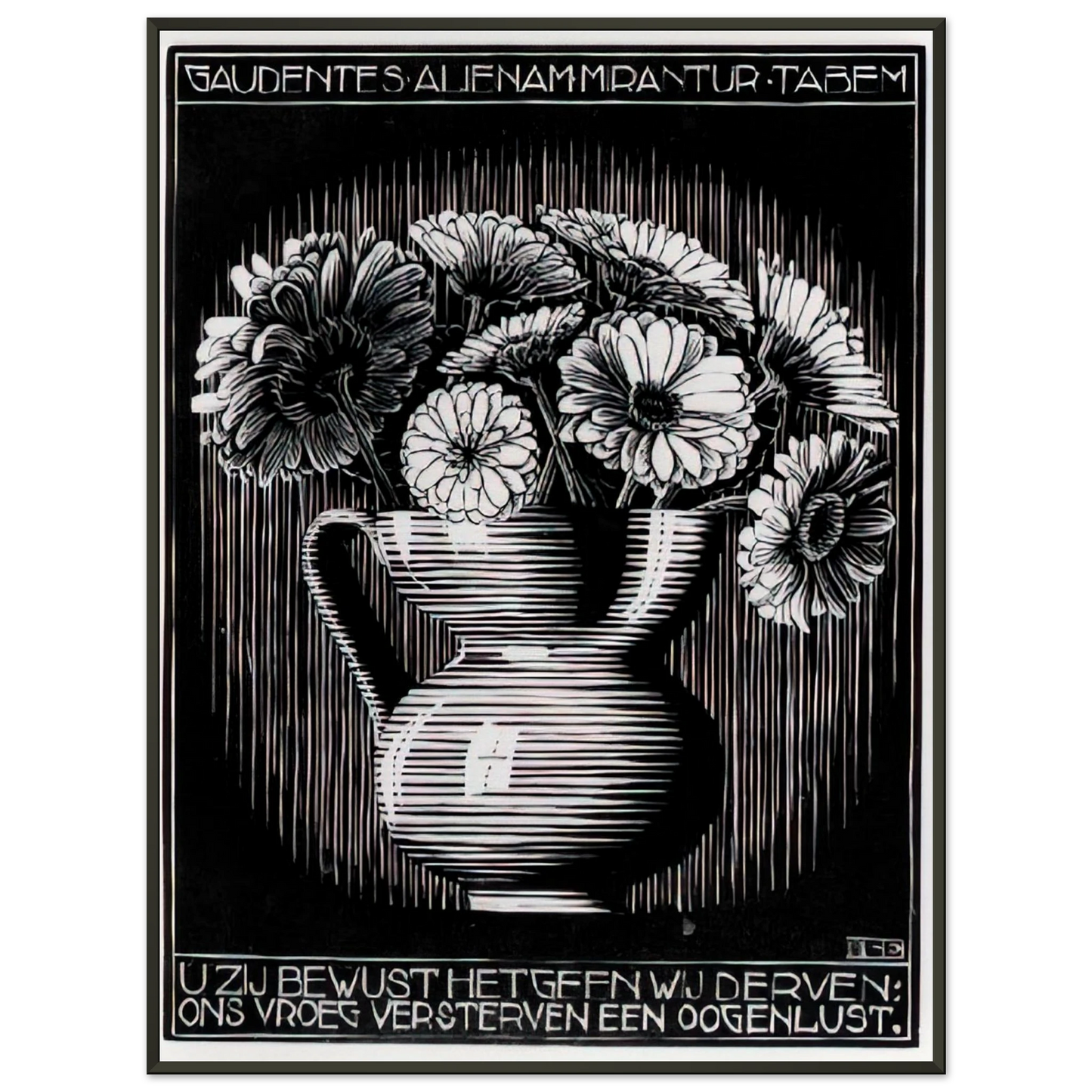 MC Escher  EMBLEMATA VASE Framed Art Print  - Aluminum Frame - 60x80 cm / 24x32 inches