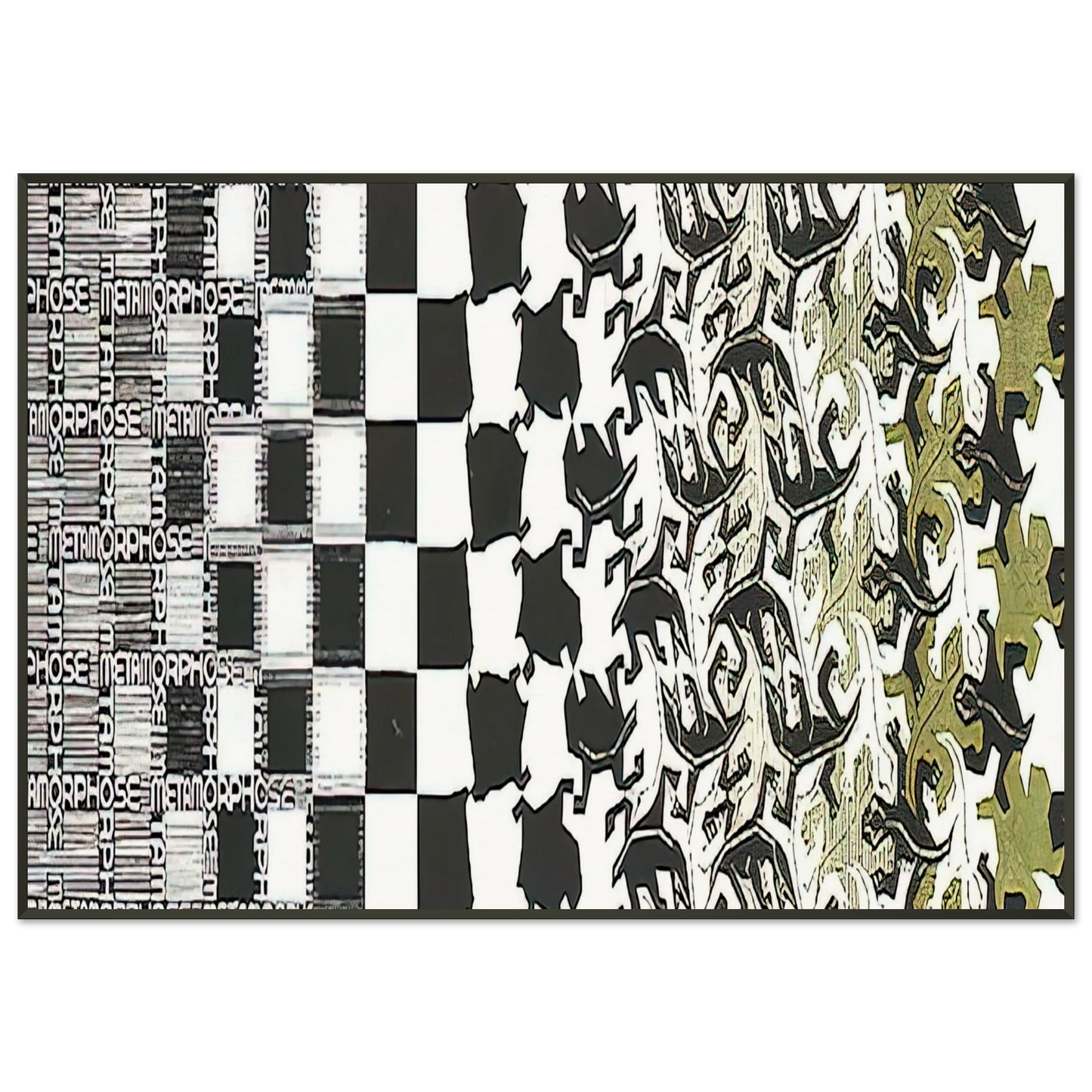 MC Escher  METAMORPHOSIS II EXCERPT 2 Framed Art Print  - Aluminum Frame - 21x29.7 cm / 8x12"