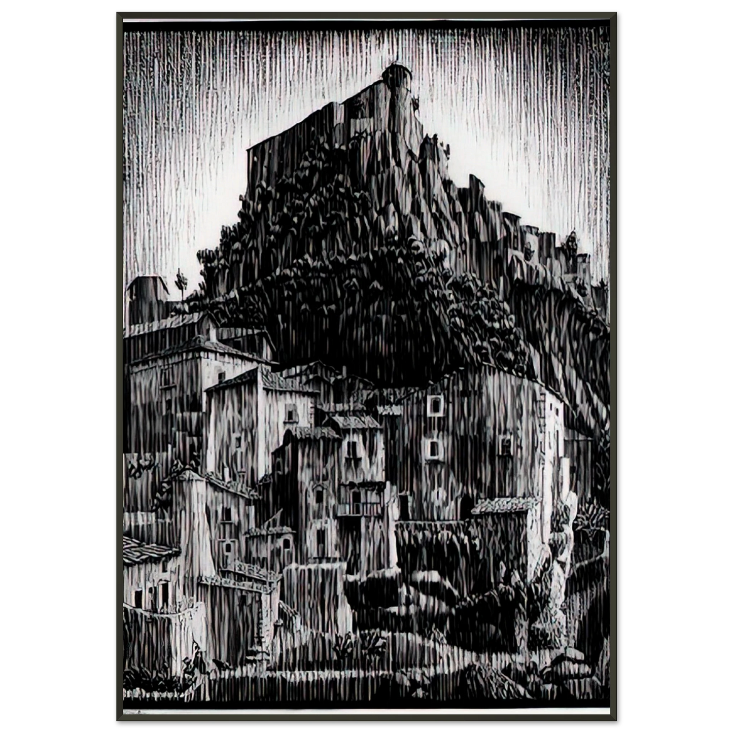 MC Escher  CERRO AL VOLTURNO ABRUZZI JANUARY 1930 1930 Framed Art Print  - Aluminum Frame - 21x29.7 cm / 8x12"