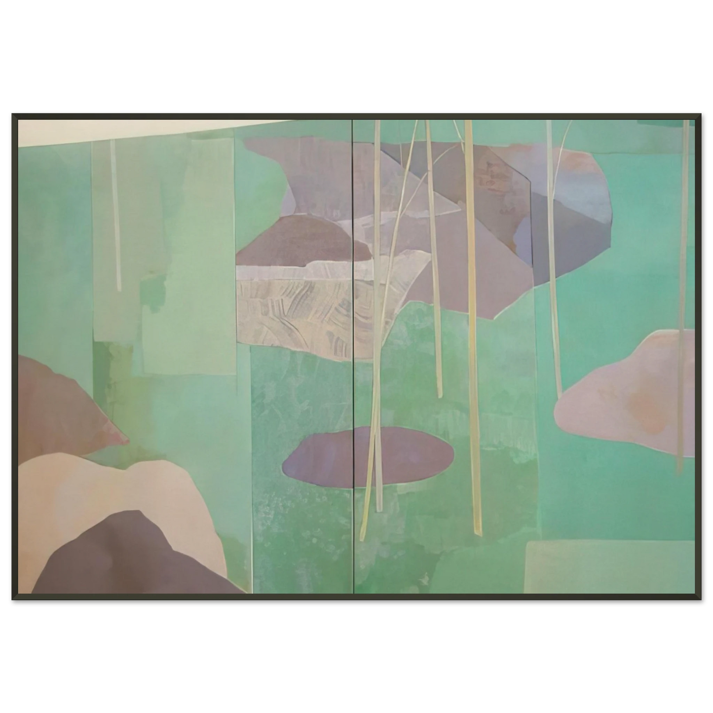 Kenzo Okada Young Bamboo Diptych Abstract Expressionism Framed Art Print - Aluminum Frame - 21x29.7 cm / 8x12"
