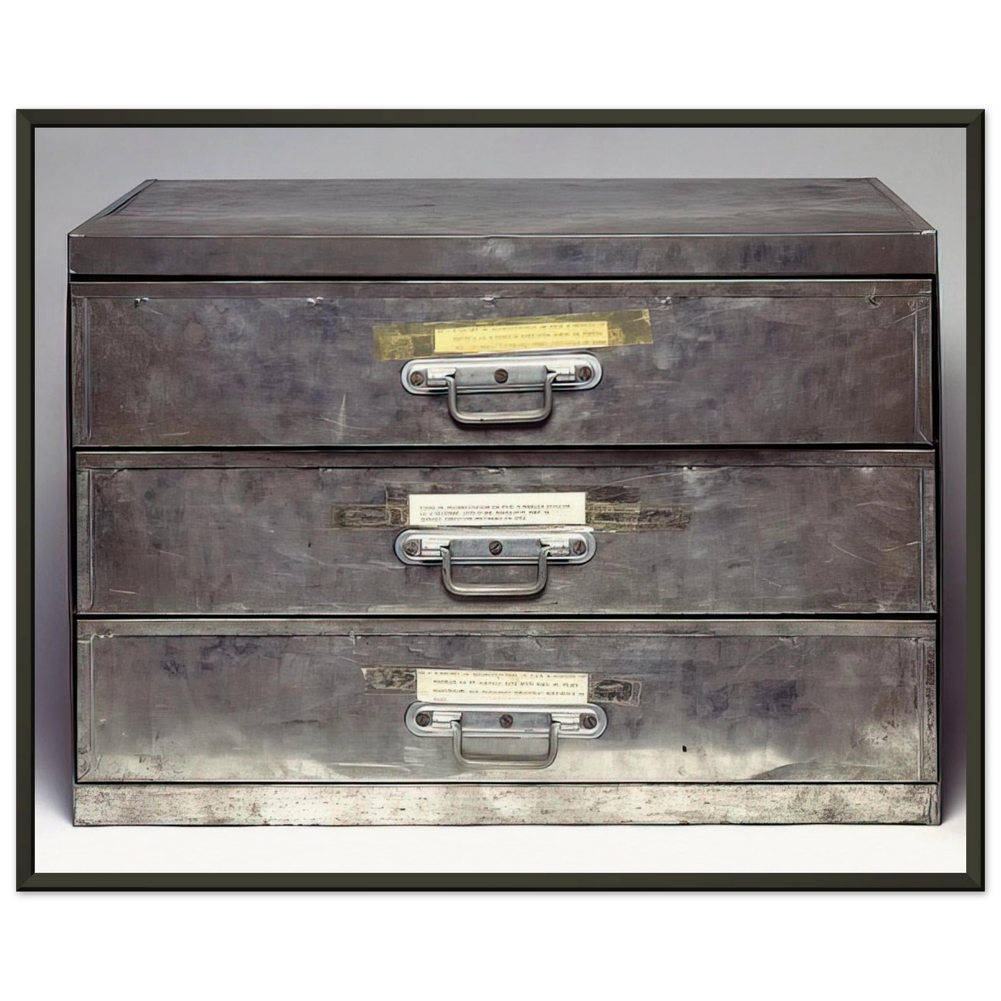 Christian Boltanski ATTEMPT AT RECREATION THREE DRAWERS 1971 Framed Art Print - Aluminum Frame - 70x100 cm / 28x40 inches