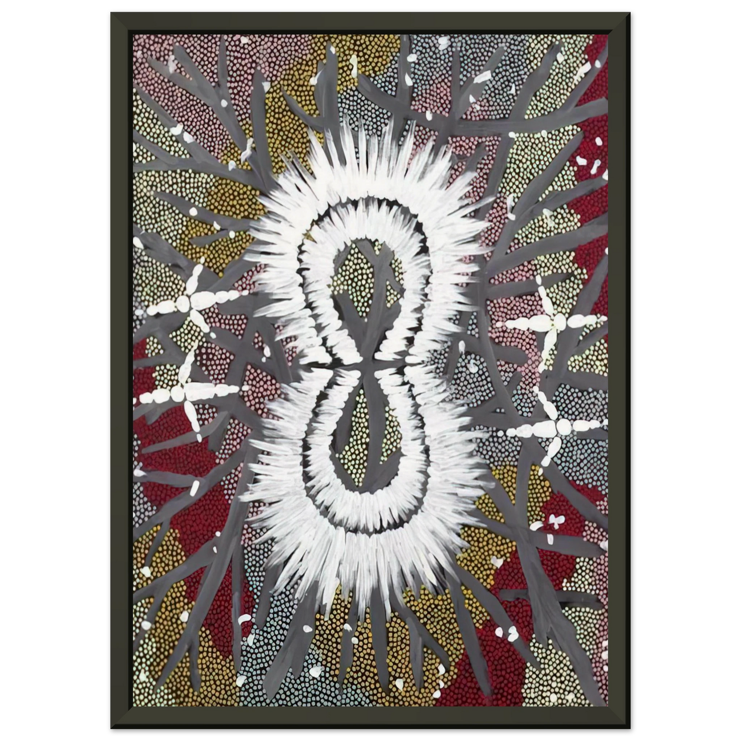 Clifford Possum Tjapaltjarri Eagle Dreaming 1997 Framed Art Print - Aluminum Frame - 60x80 cm / 24x32 inches