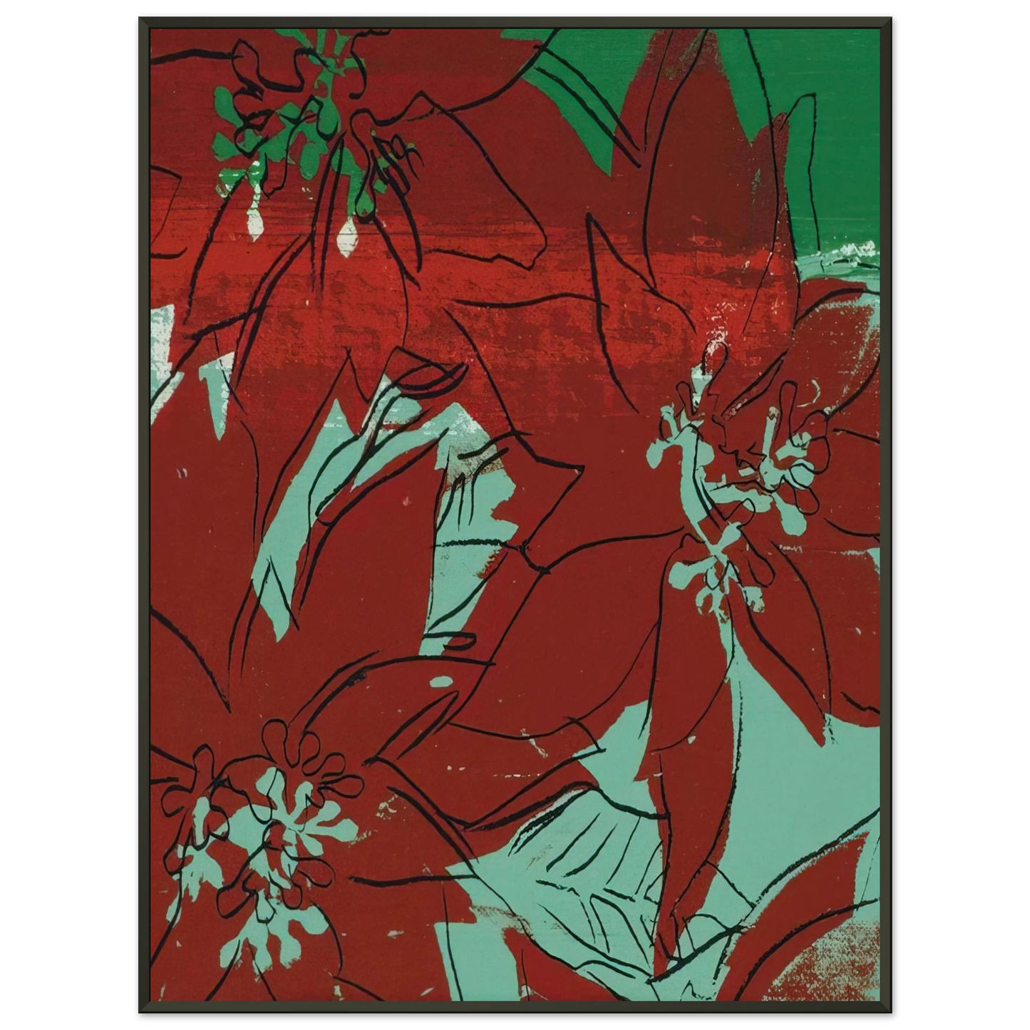 Andy Warhol Poinsettias Framed Art Print - Aluminum Frame - 70x100 cm / 28x40 inches