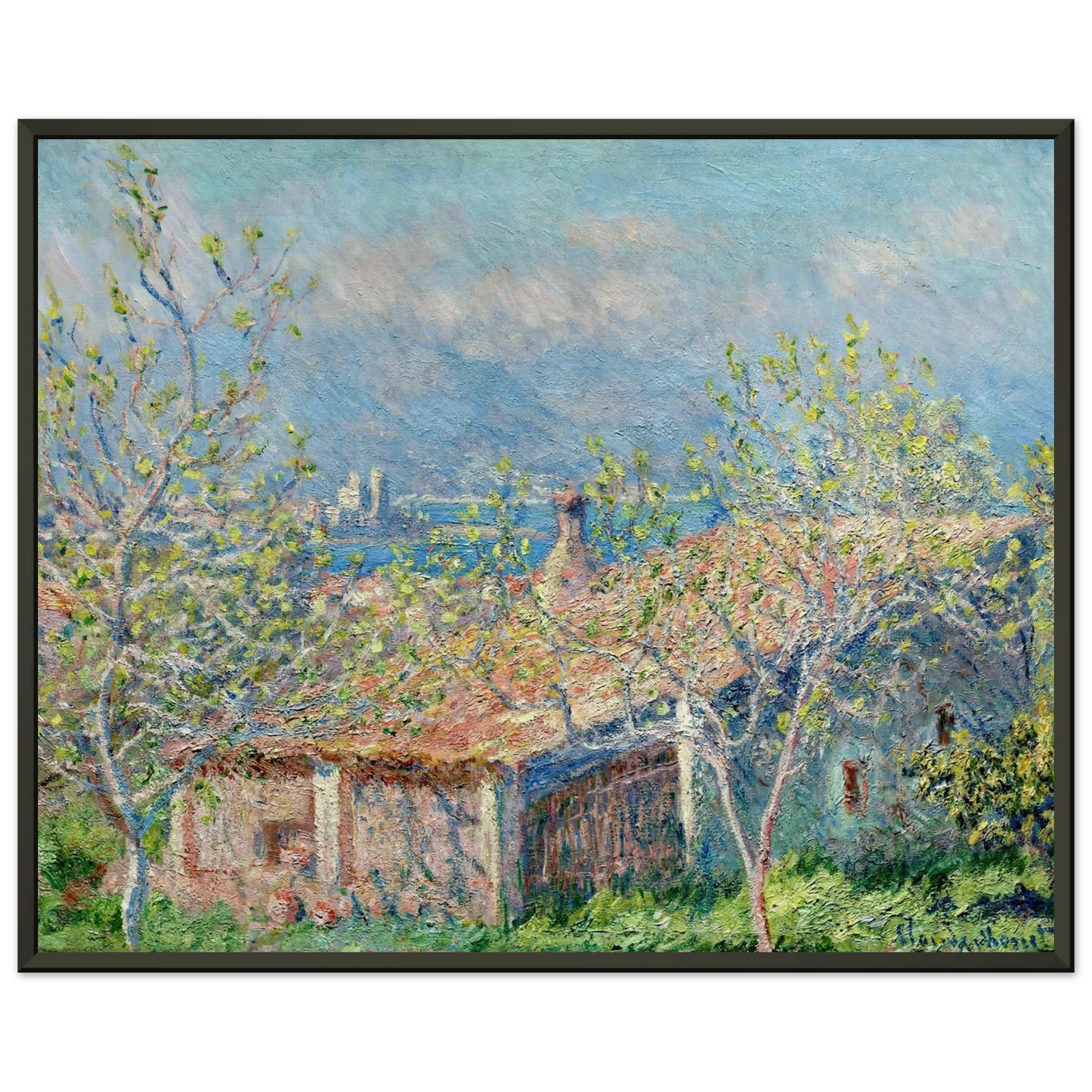 claude monet  Gardeners House at Antibes Framed Art Print  - Aluminum Frame - 70x100 cm / 28x40 inches