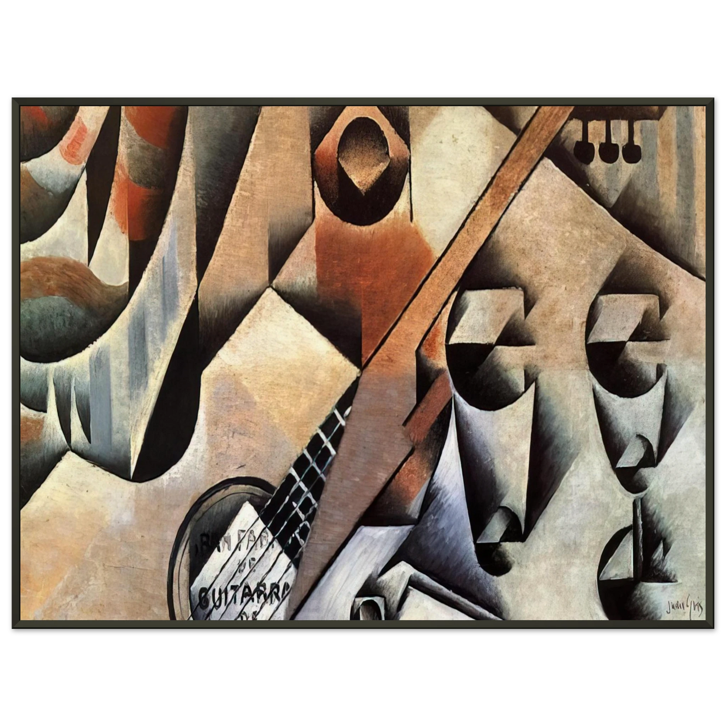 Juan Gris  GUITAR AND GLASSES BANJO AND GLASSES 1912 Framed Art Print  - Aluminum Frame - 70x100 cm / 28x40 inches